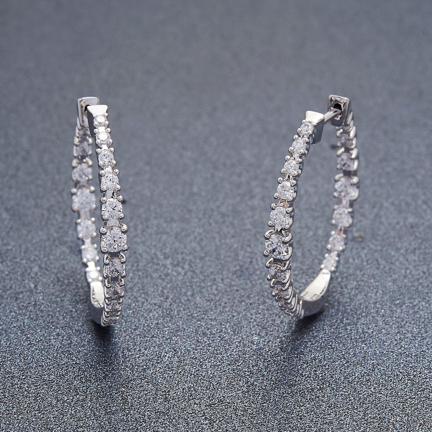 Hana Petite Diamond Hoop Earrings In Silver