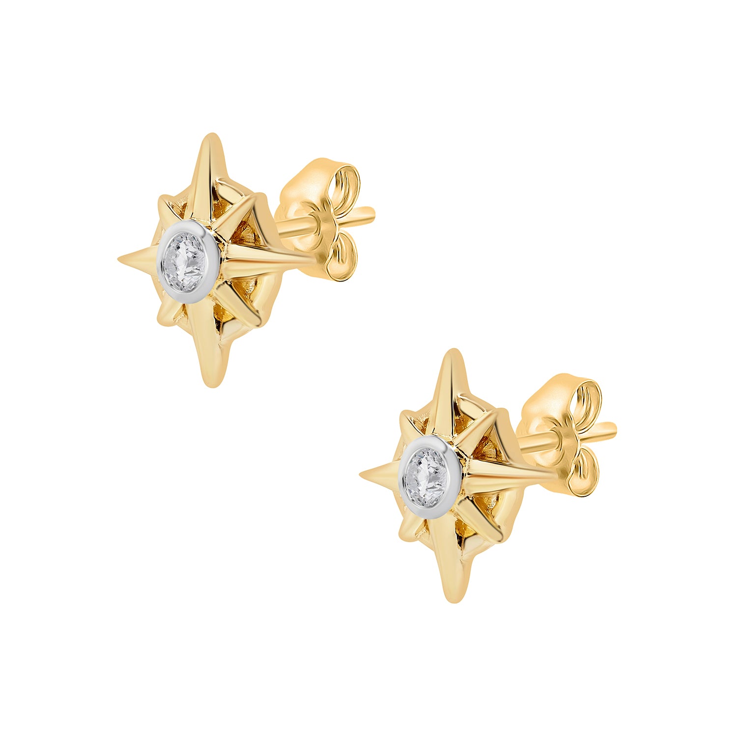 Phoenix Compass Stud Earrings with Diamond