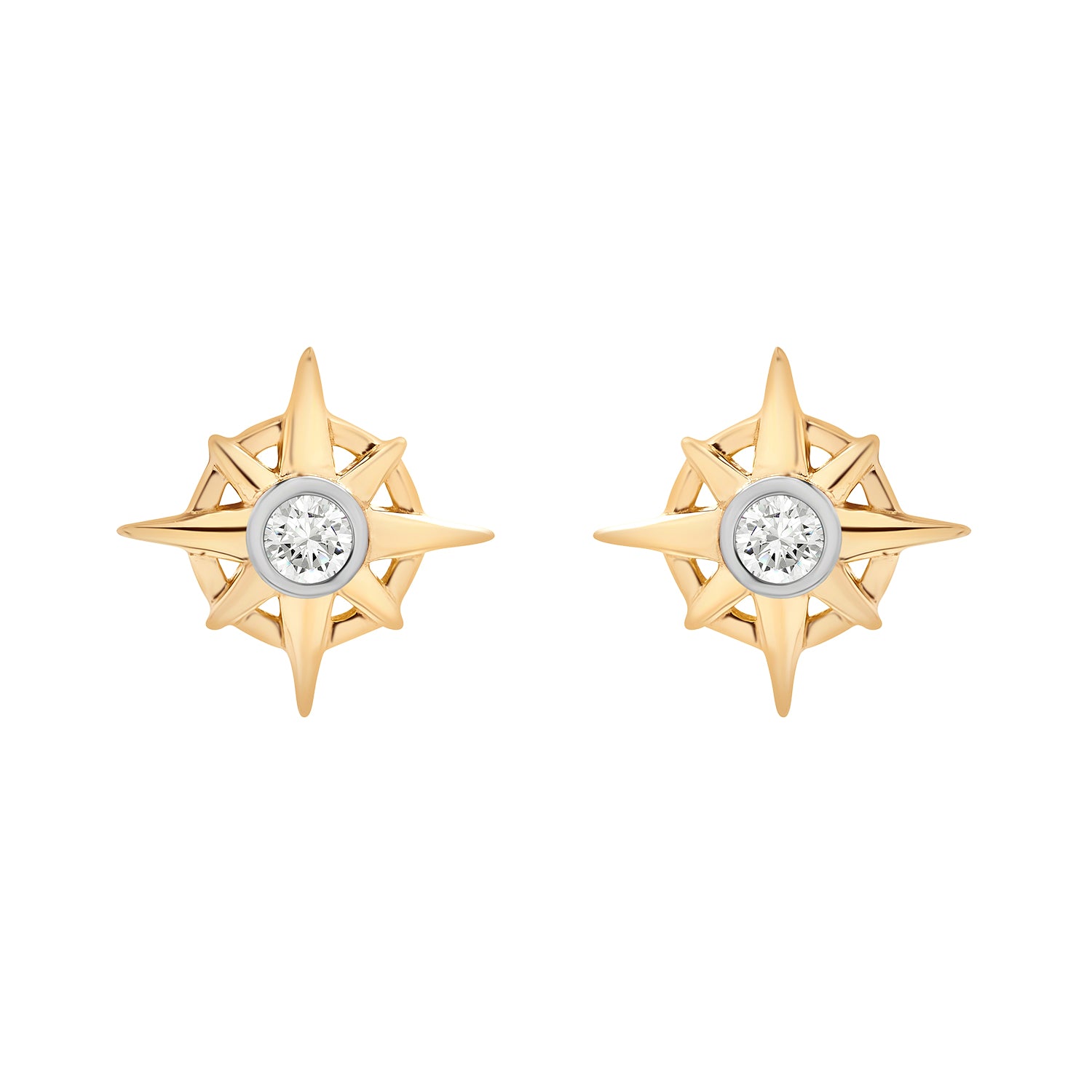 Phoenix Compass Diamond Stud Earrings