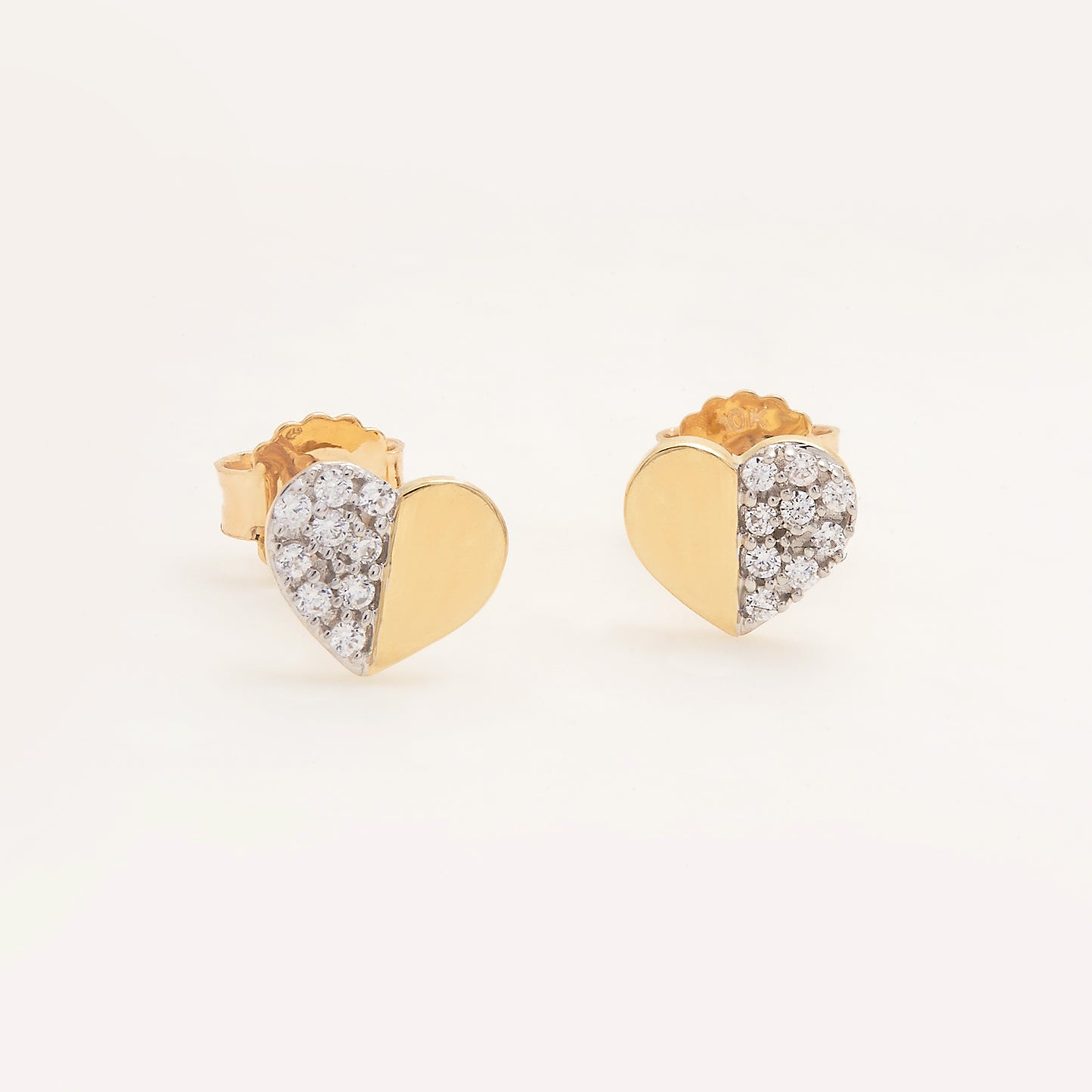 Encanta Gold and Diamond Heart Earrings In Gold Coated