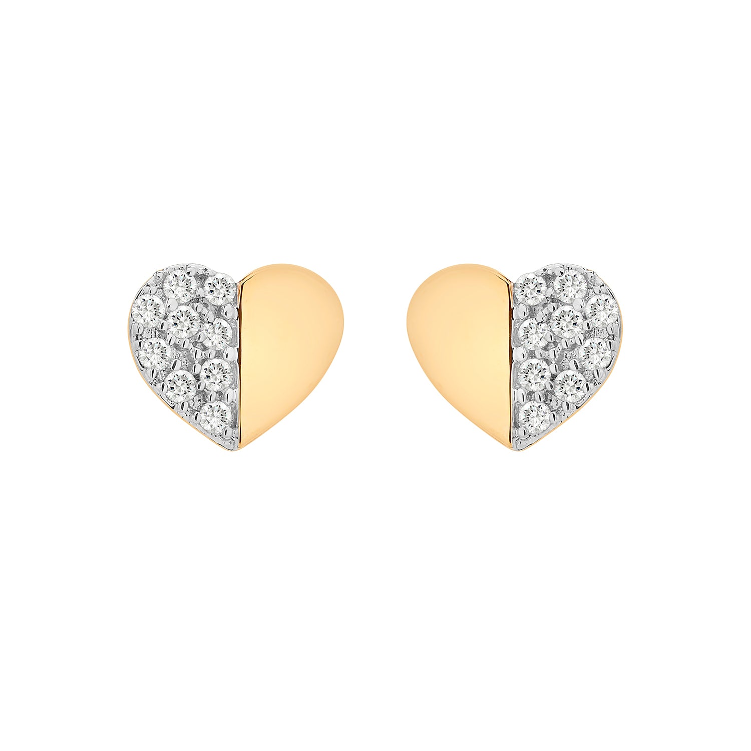 Encanta Gold and Diamond Heart Earrings