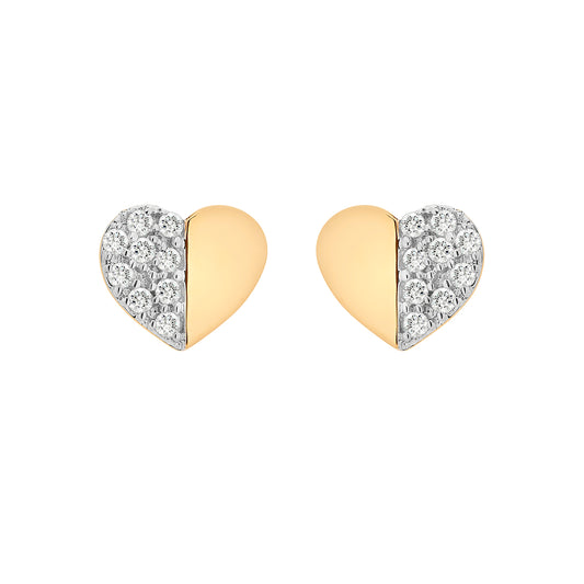 Image for Encanta Gold and Diamond Heart Earrings