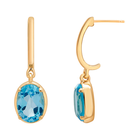 Image for Blue Topaz Oval Dangle Earrings