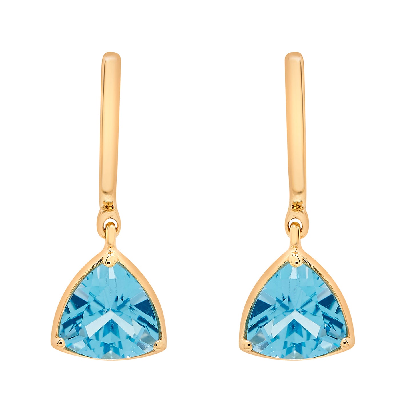Blue Topaz Trillion Dangle Earrings with Front View