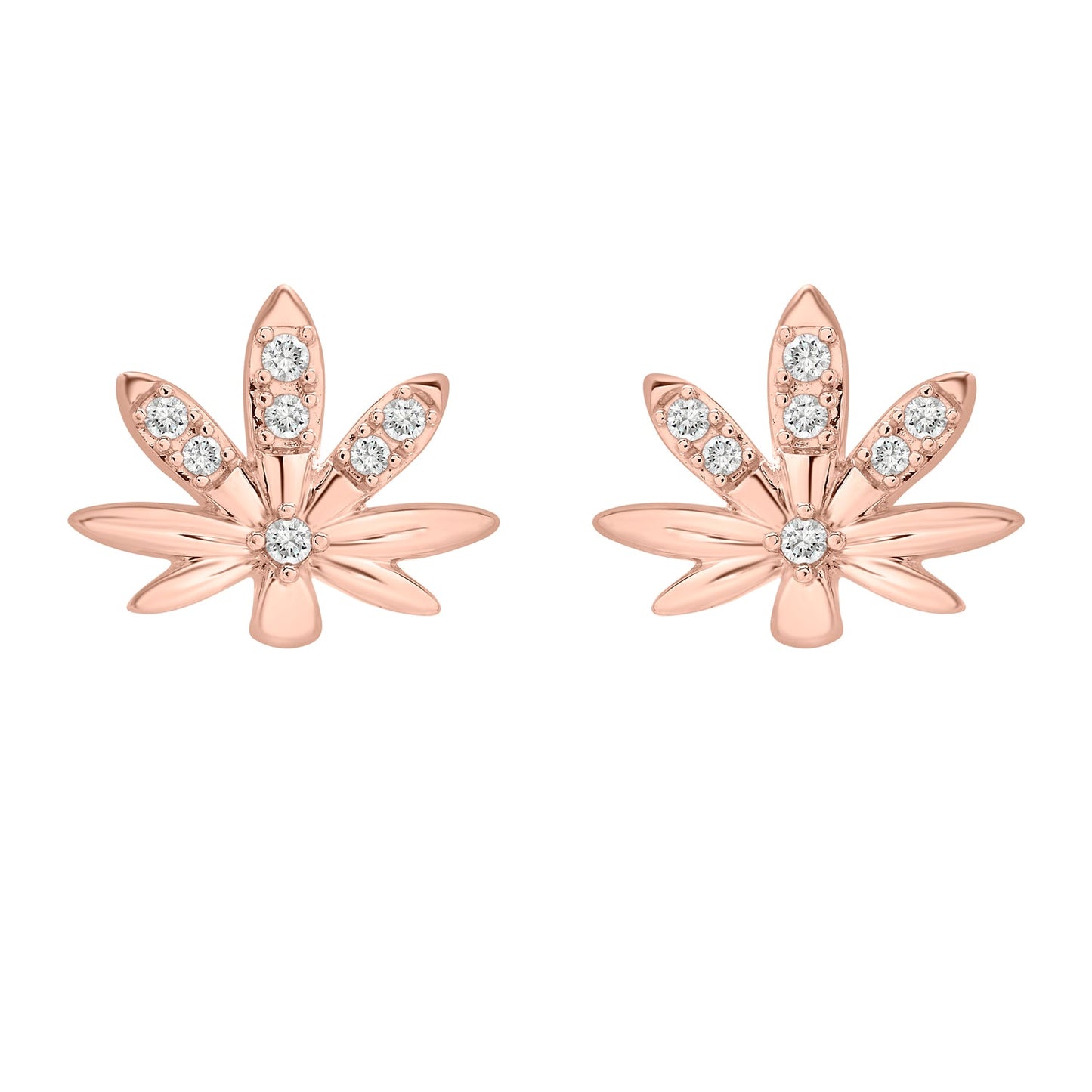 Mary Jane Diamond Leaf Stud Earrings