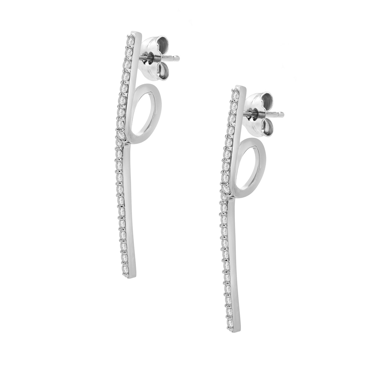 Eddi Diamond Free Form Earrings In Silver