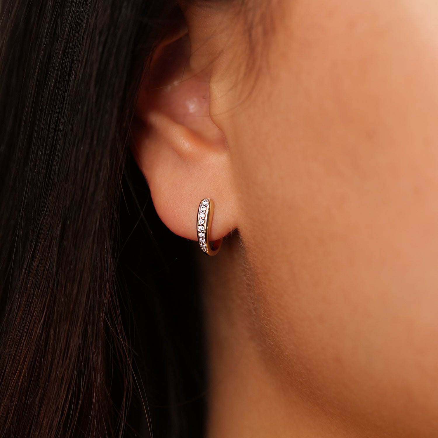 Harper Huggie Hoop Earrings In Girl Ear