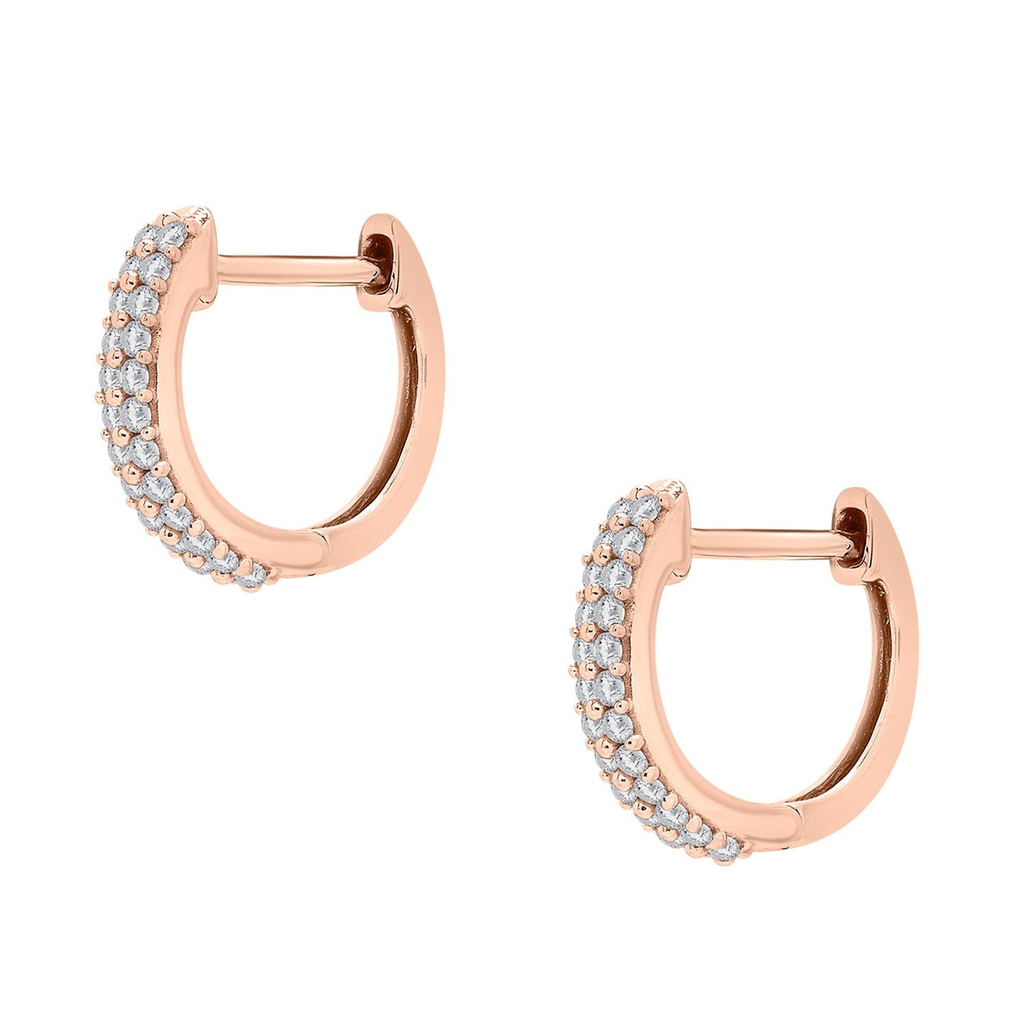 Hera Huggie Hoop Diamond Earrings In Rose Gold Coated