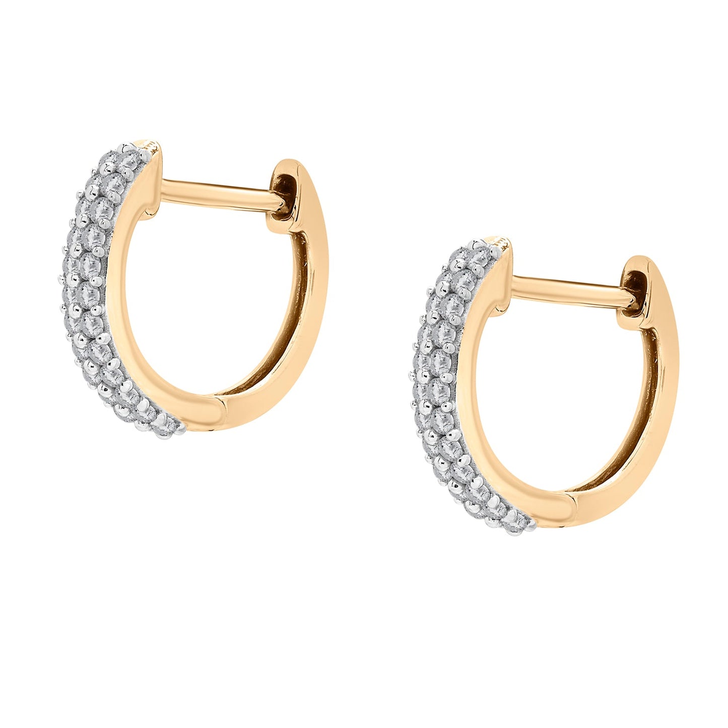 Hera Huggie Hoop Diamond Earrings In Gold Coated