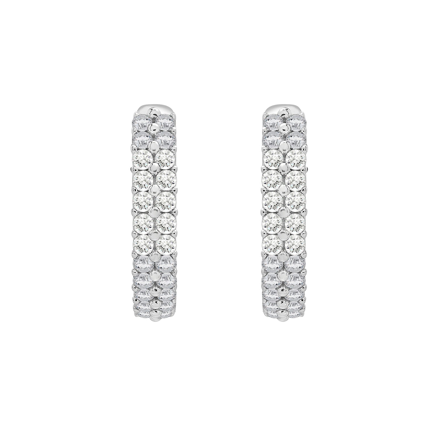 Hera Huggie Hoop Diamond Earrings from Front View