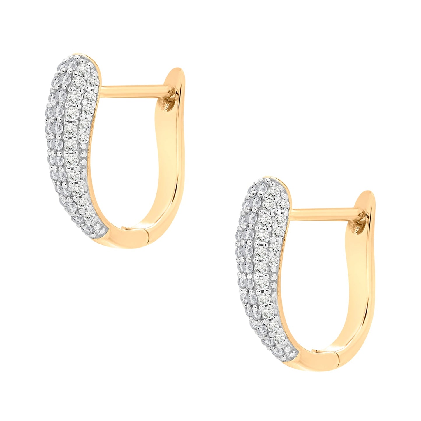 Hilary Diamond Huggie Hoop Earrings In Gold Coated