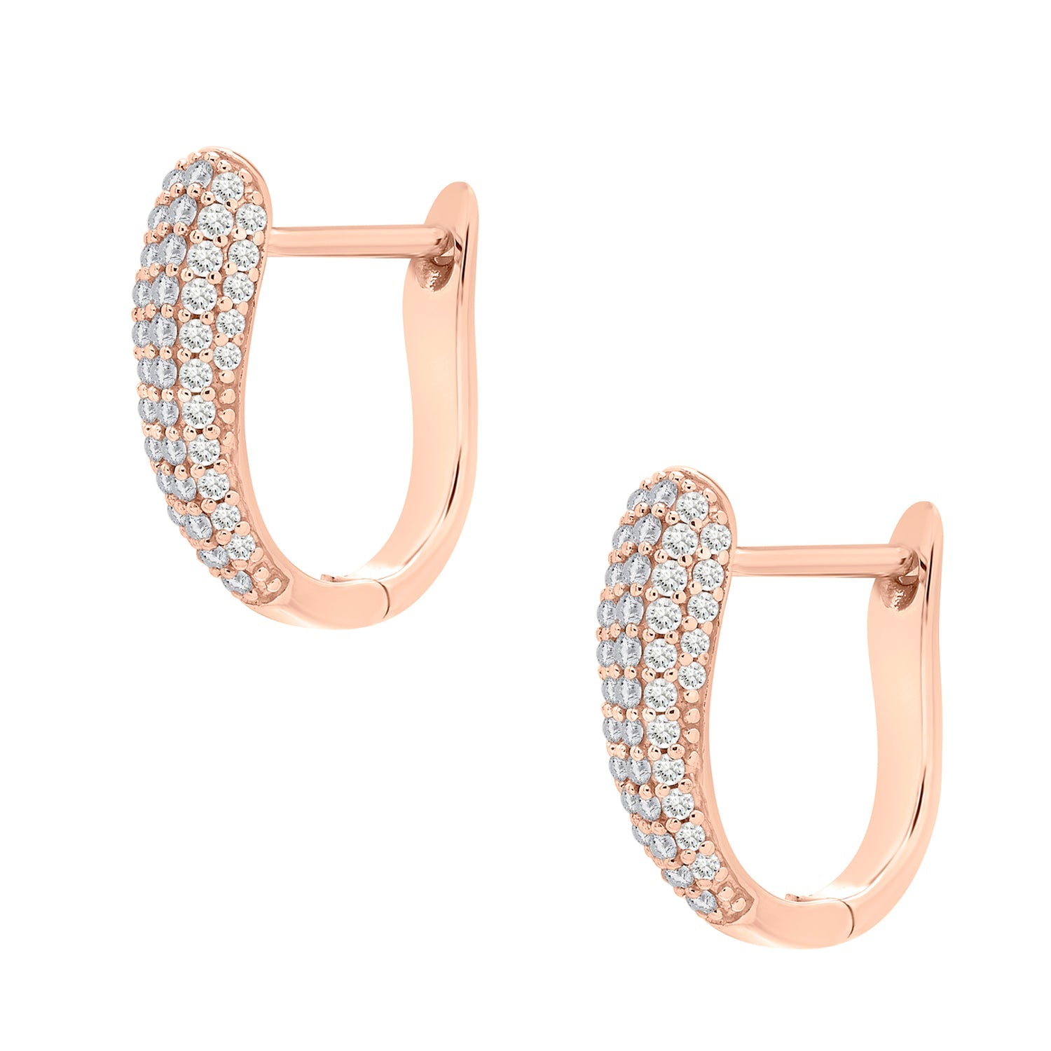 Hilary Diamond Huggie Hoop Earrings In Rose Gold Coated