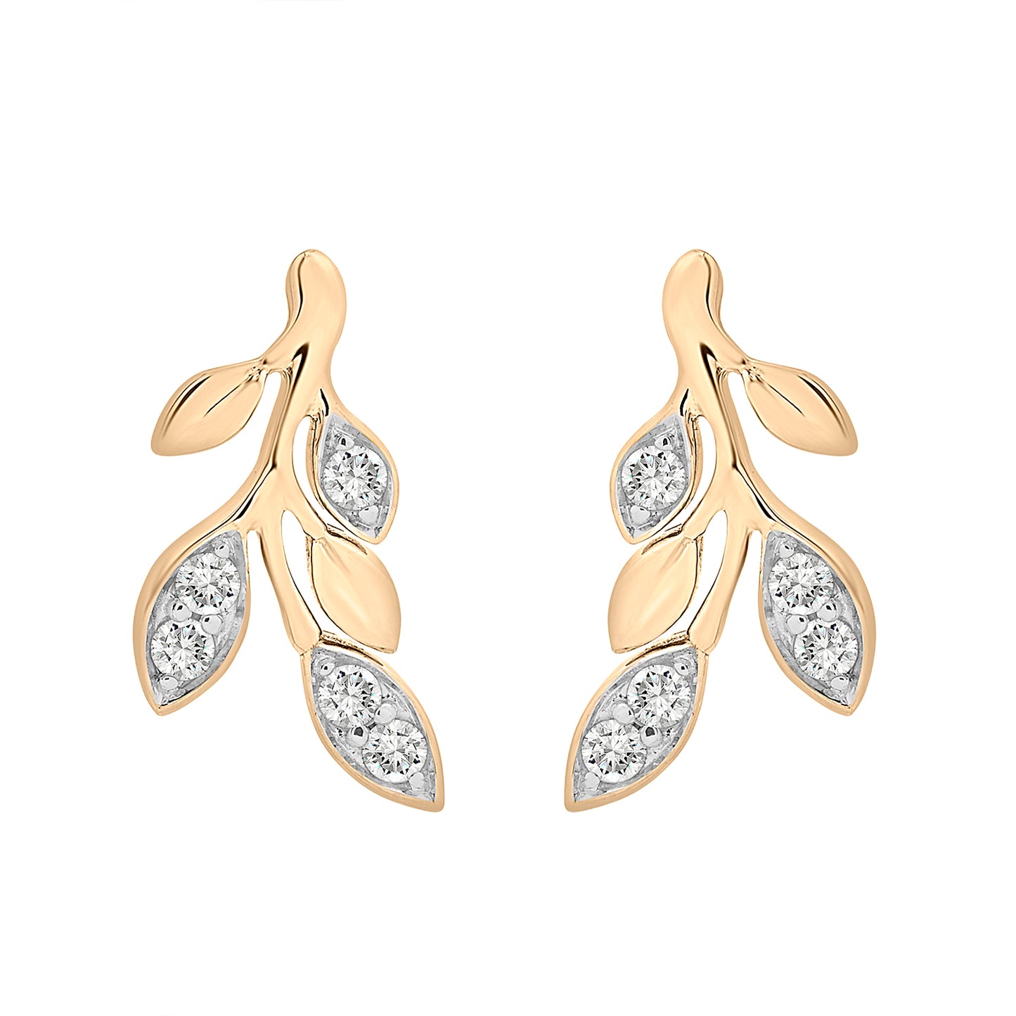 Desi Diamond Leaf Stud Earrings