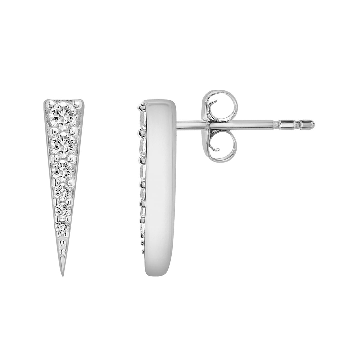 Demi Diamond Spear Stud Earrings In Silver From Left view