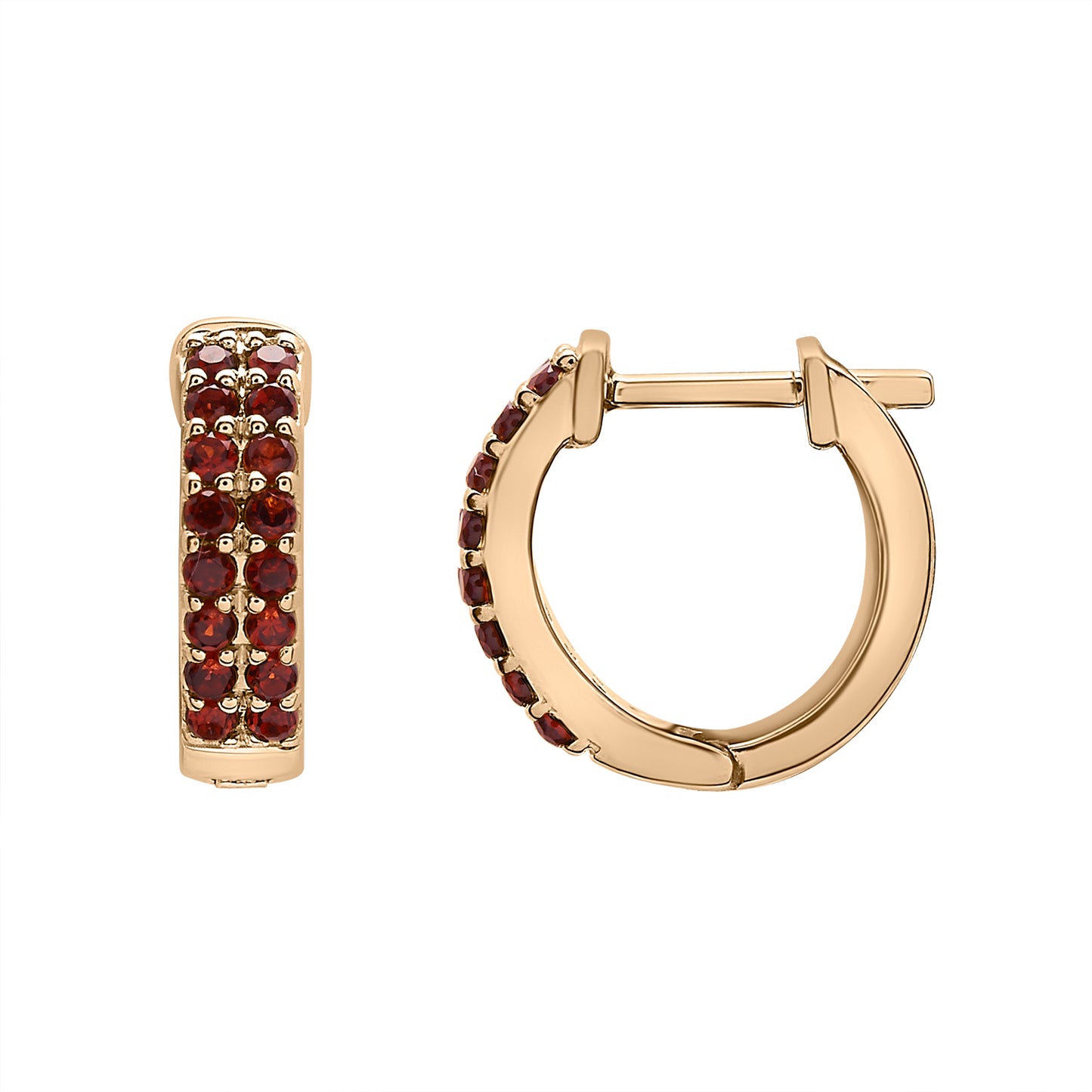 Eris Double Row Hinge Huggie Earrings In Gold Ruby