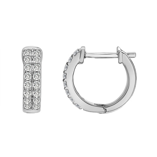 Image for Eris Double Row Hinge Huggie Earrings In Silver