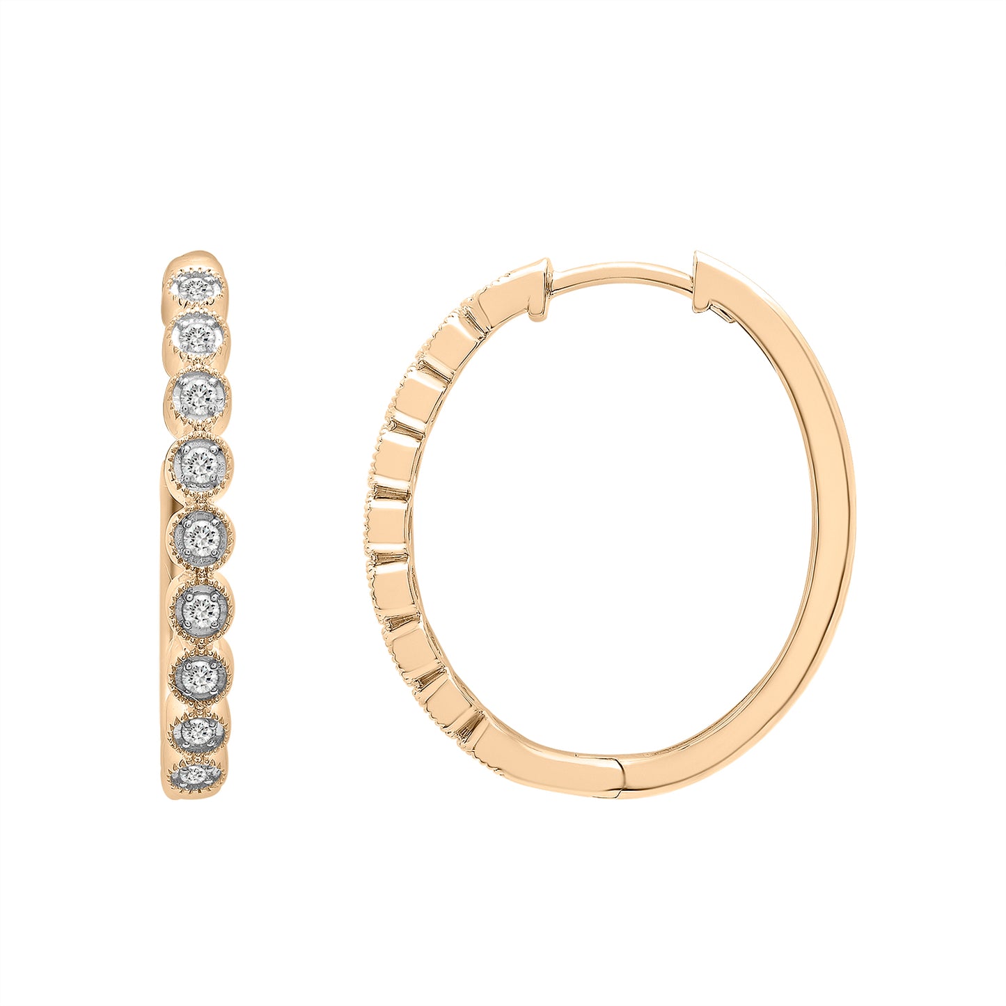 Elise Diamond Dot Hoop Earrings In Gold with Different View