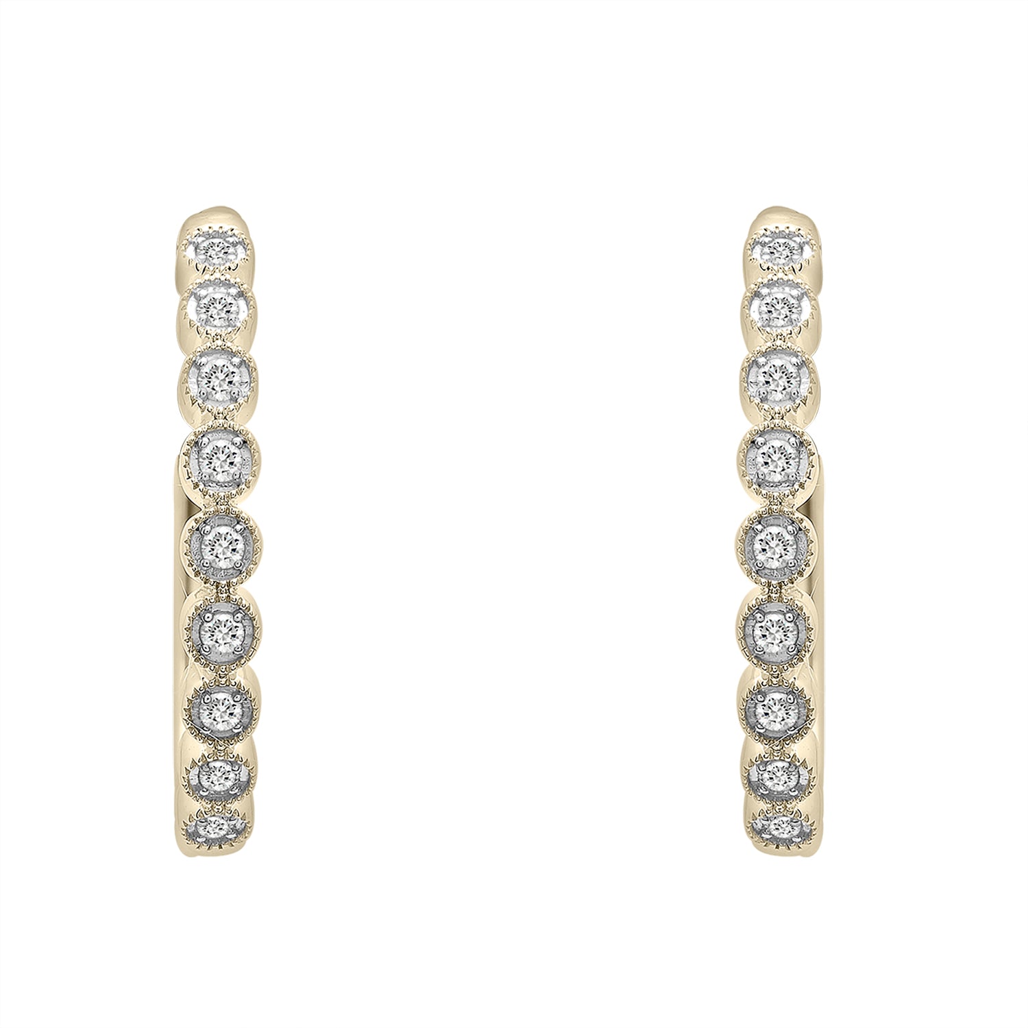 Elise Diamond Dot Hoop Earrings In Gold with Front View