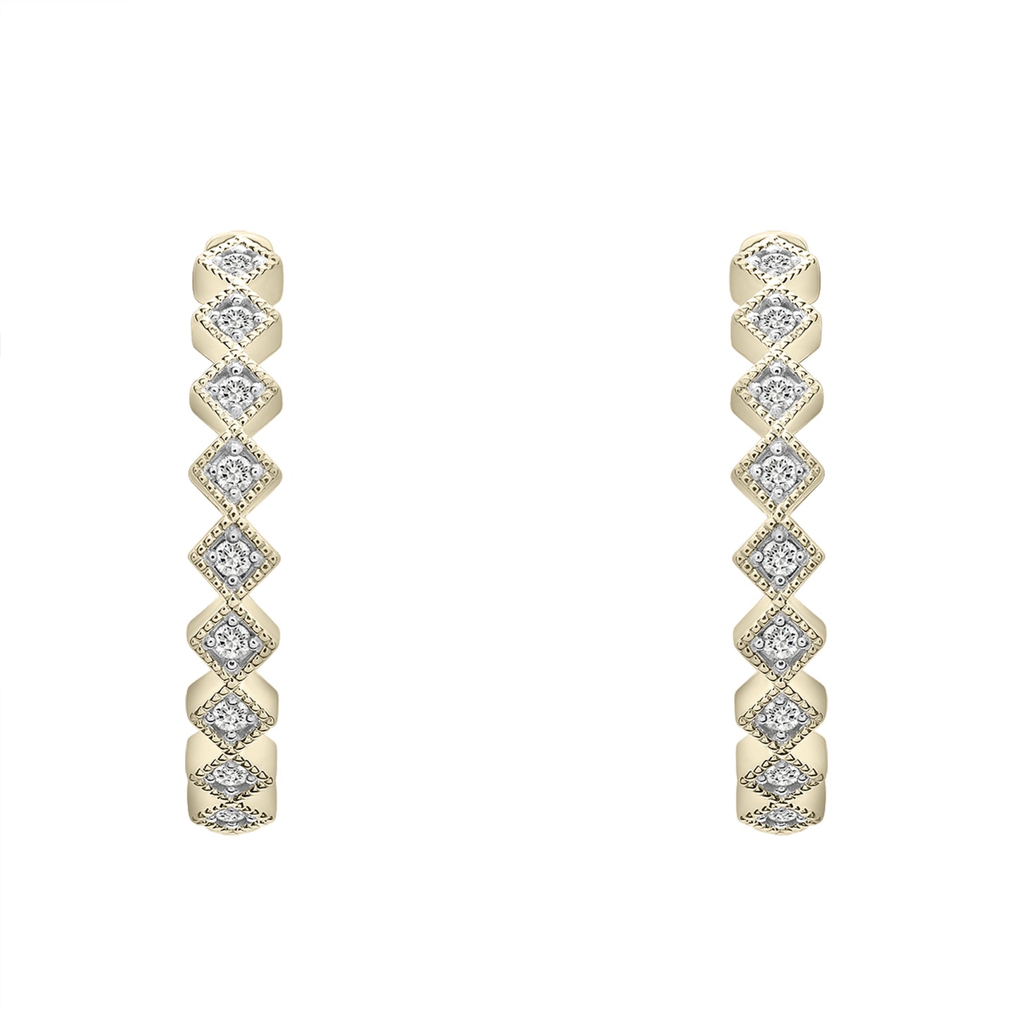 Essex Diamond Square Hoop Earrings Gold Front View