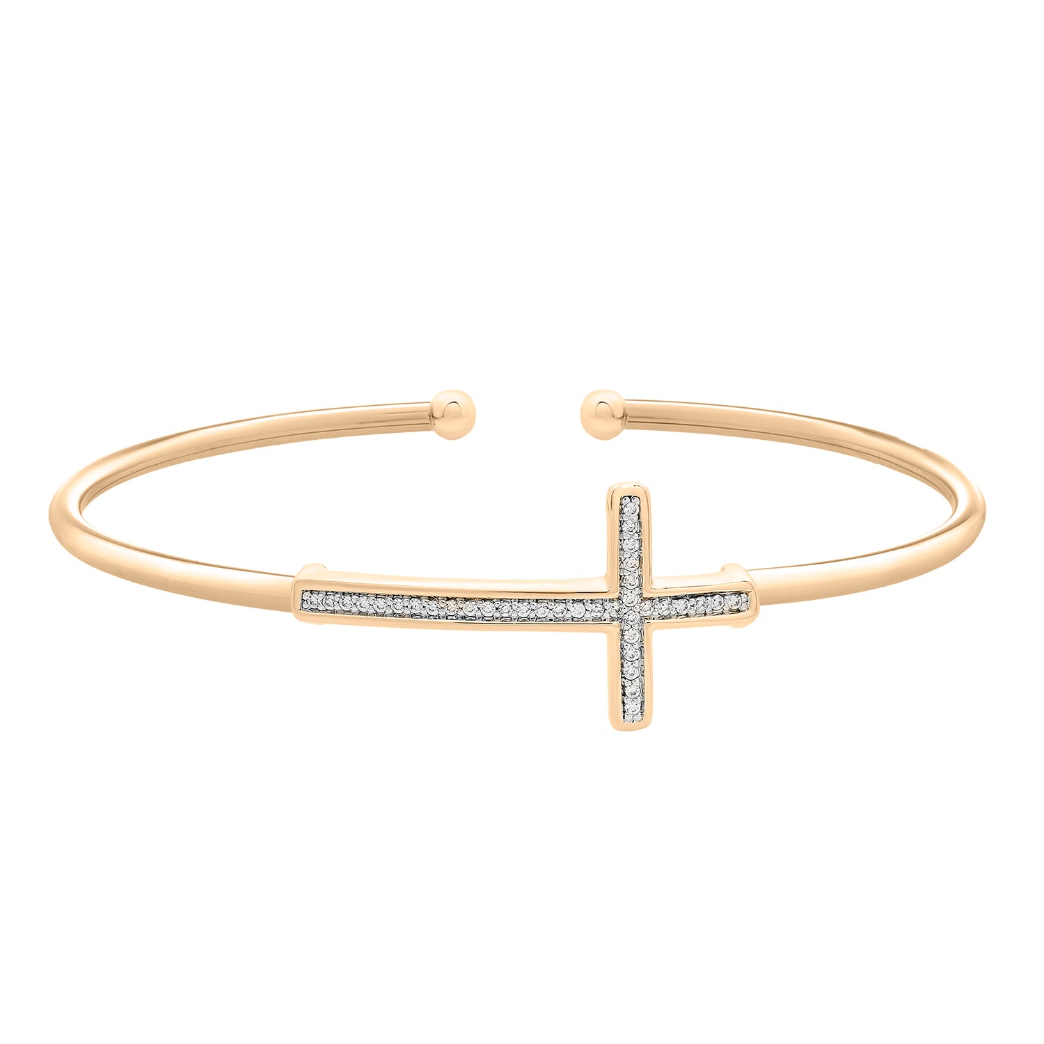 Bruna Diamond Cross Bangle Bracelet In Gold