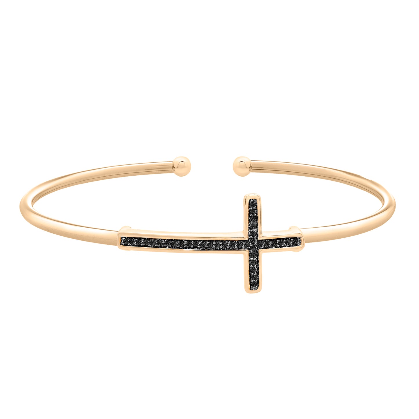 Bruna Diamond Cross Bangle Bracelet In Gold With Black Cross