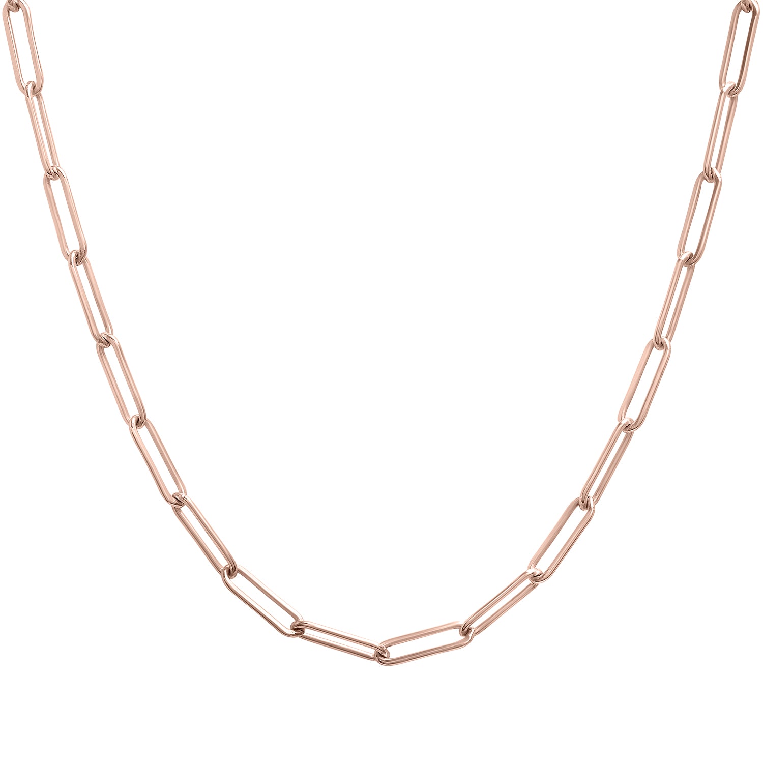 Paperclip Chain Necklace with Toggle Closure in Rose Gold