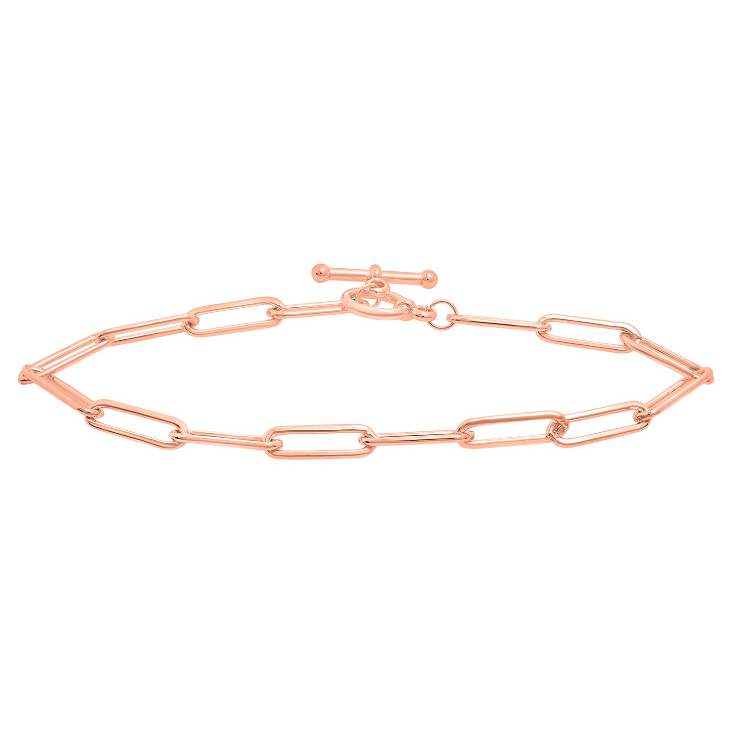 Paperclip Chain Bracelet with Toggle Closure in Rose Gold 