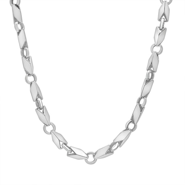 『Hollywood CHAIN BROWN×SILVER』 Square Foxtail Chain Necklace Solid Sterling Silver 22&quot