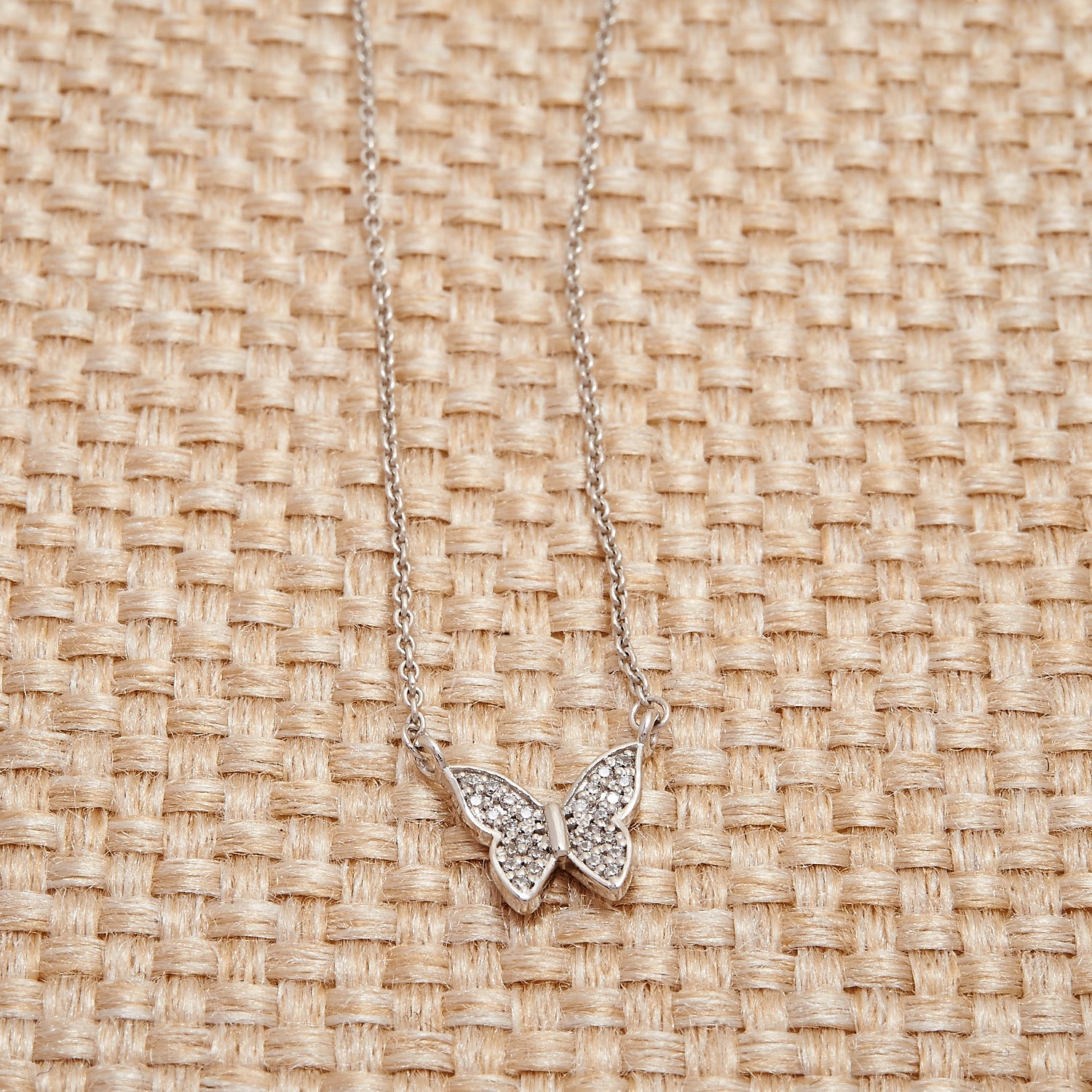 Papillon Butterfly Diamond Necklace in White Gold