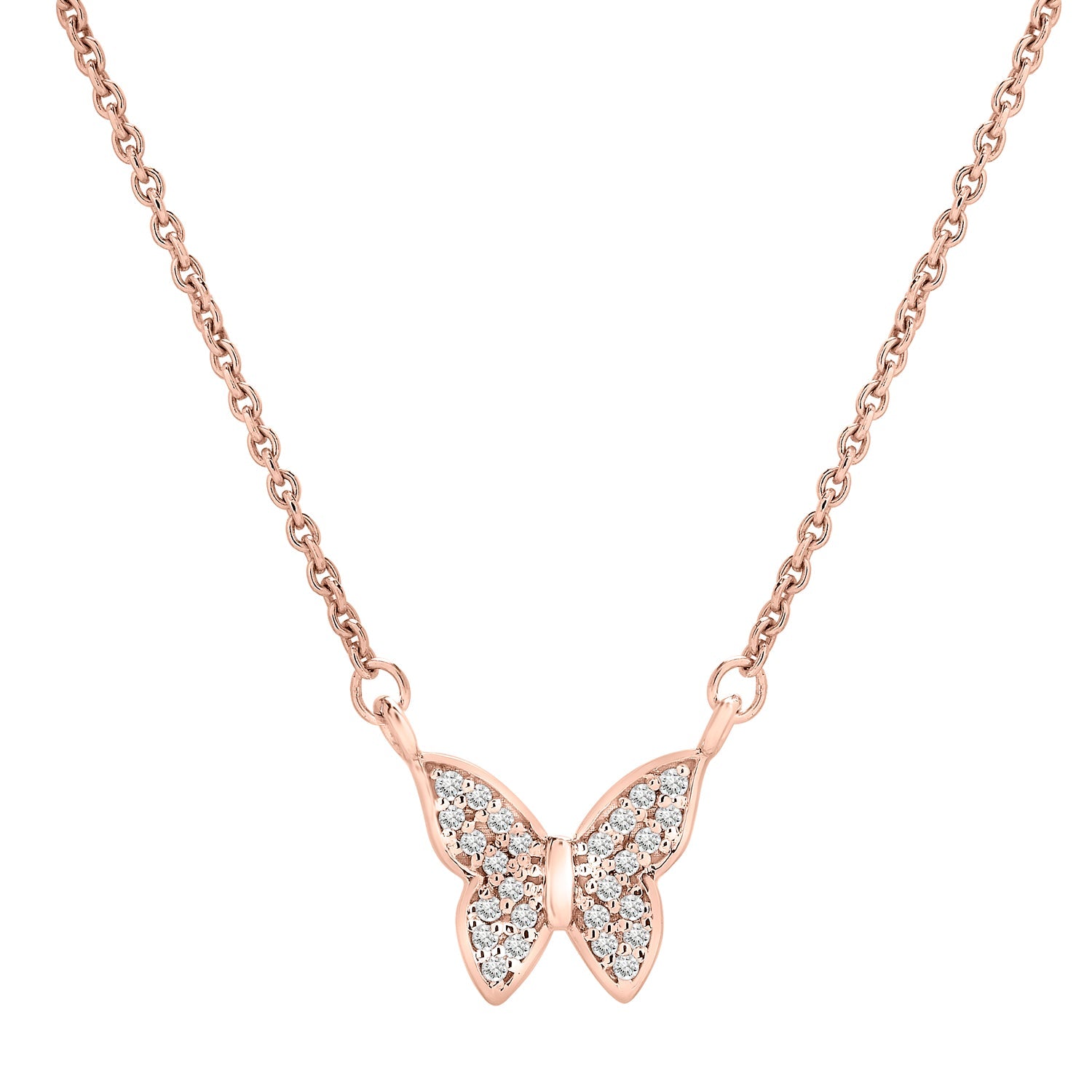 Papillon Butterfly Diamond Necklace in Rose Gold