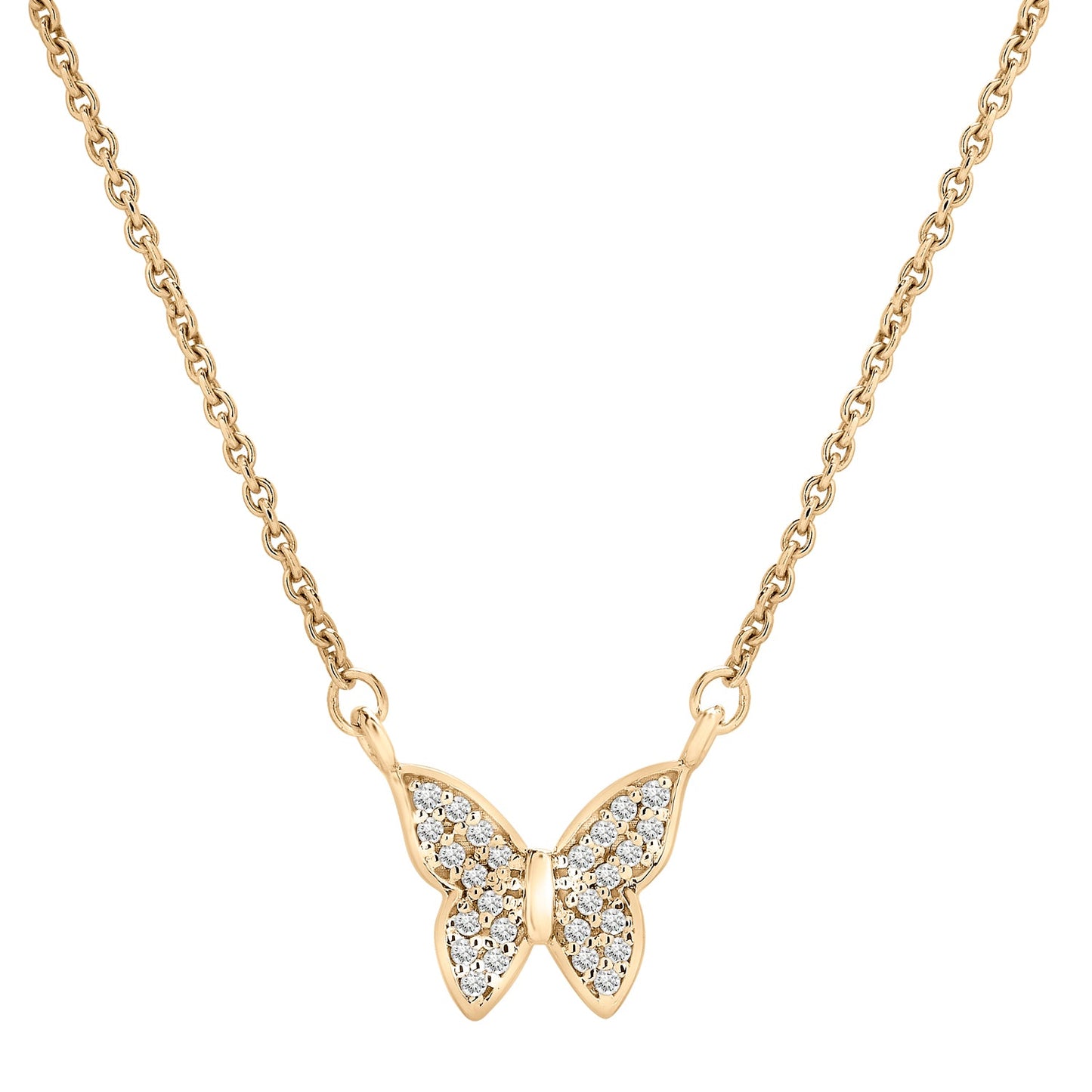 Papillon Butterfly Diamond Necklace in Yellow Gold