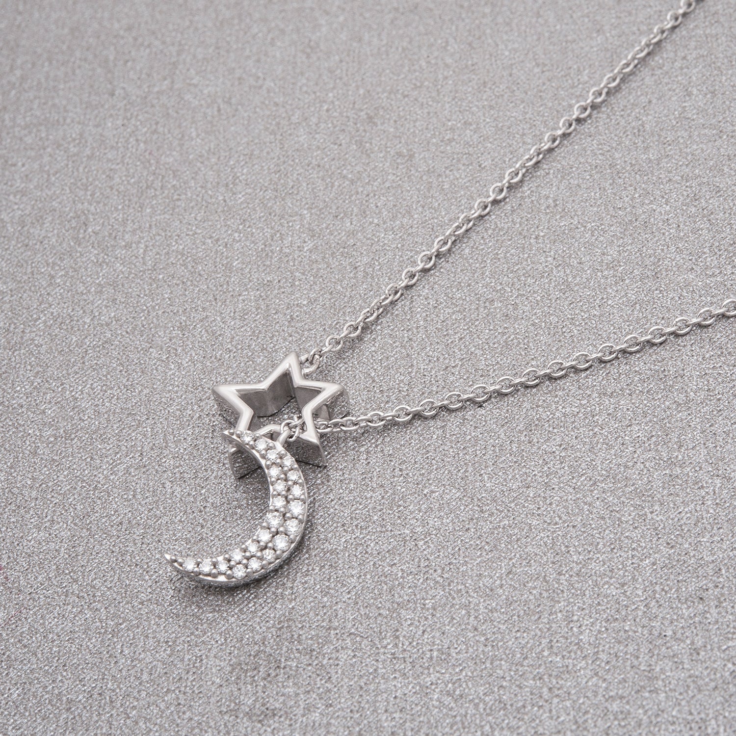 Panya Star and Moon Drop Necklace with Diamonds
