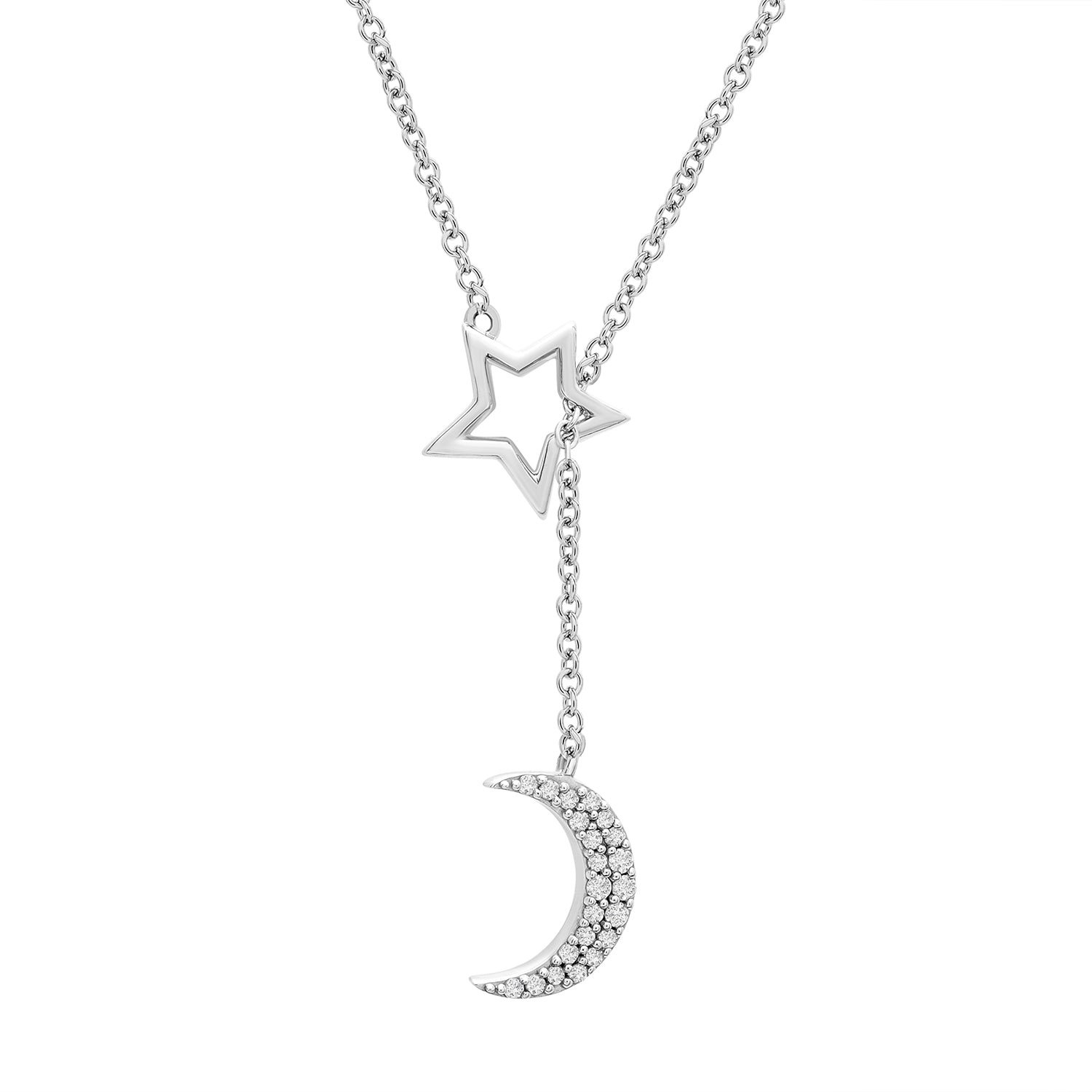 Panya Diamond Star and Moon Drop Necklace
