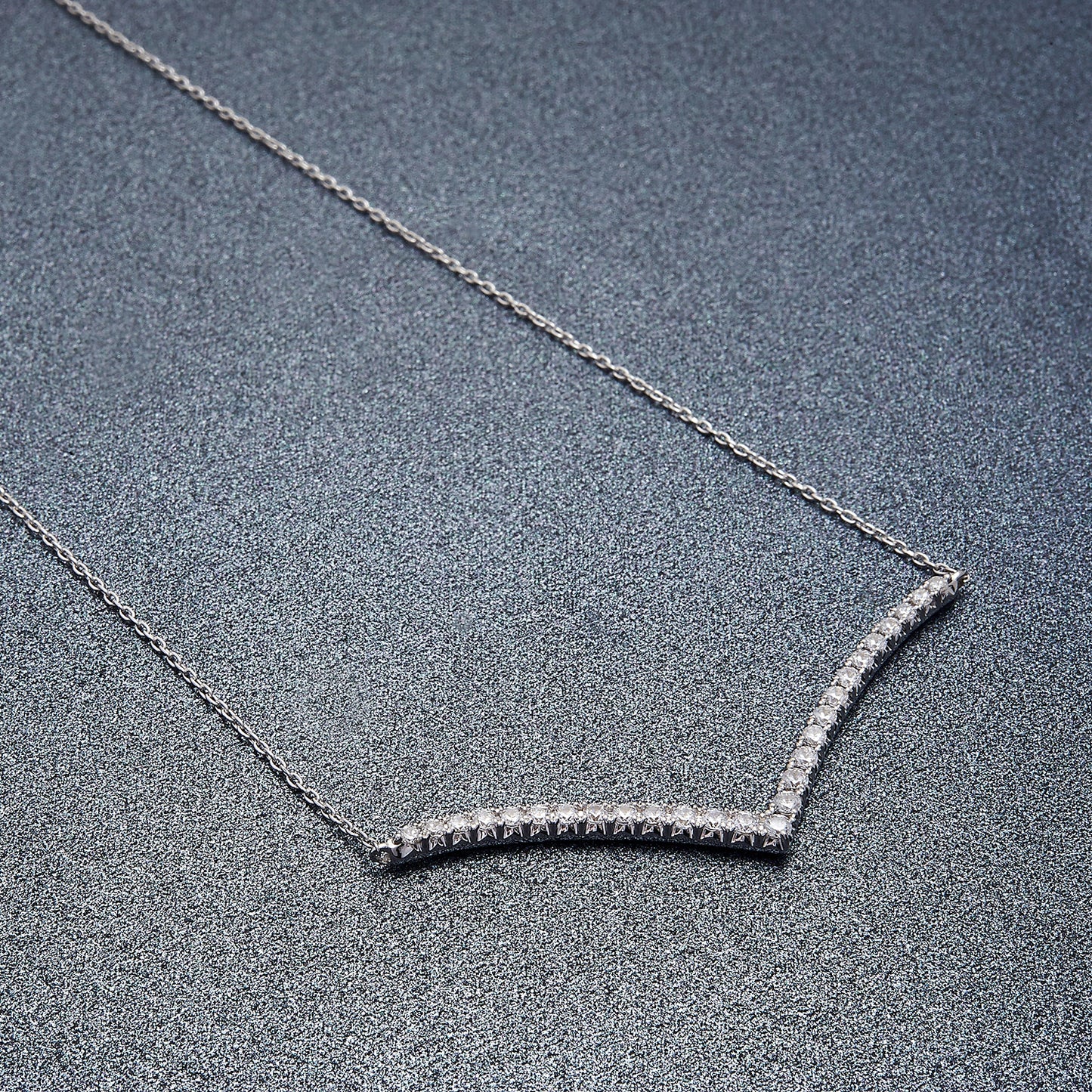 Diamond Necklace Silver V shape for neck
