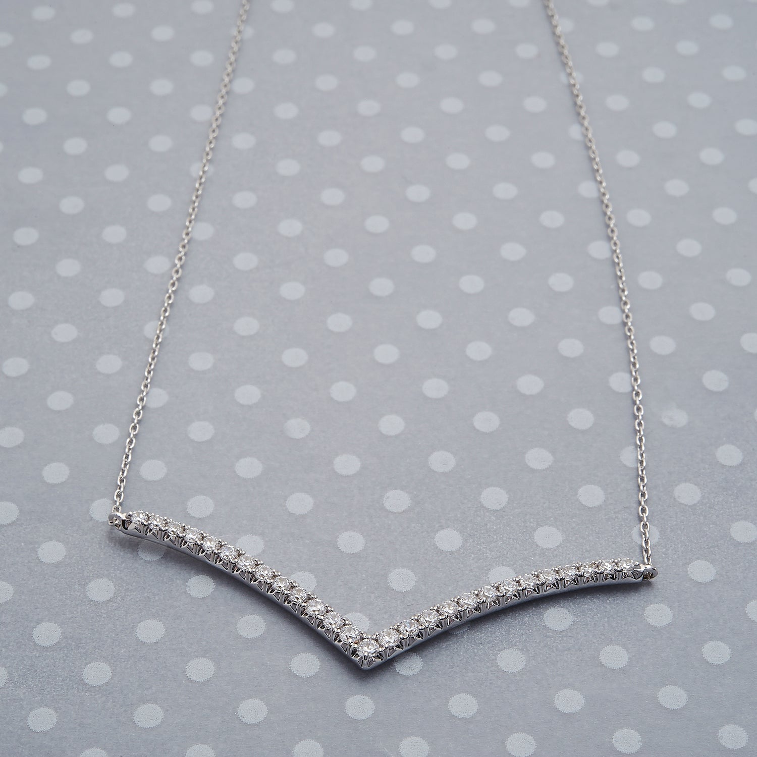 Diamond Necklace Silver V shape 
