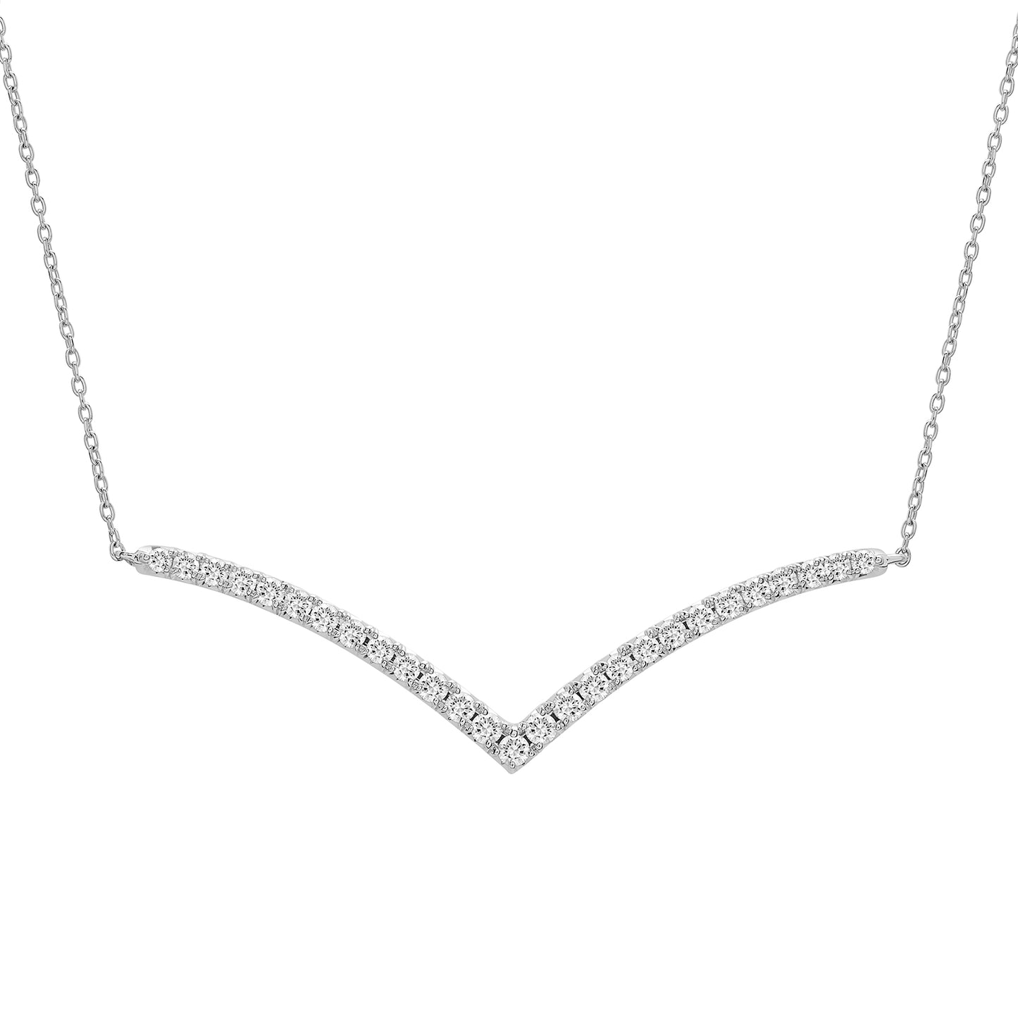 Nicole Chevron Diamond Necklace Silver