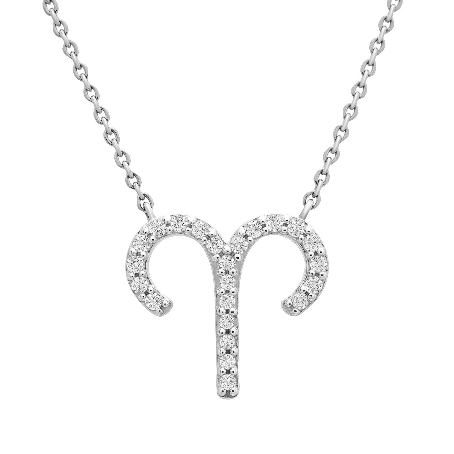 Aries Zodiac Diamond Necklace with Silver Chain