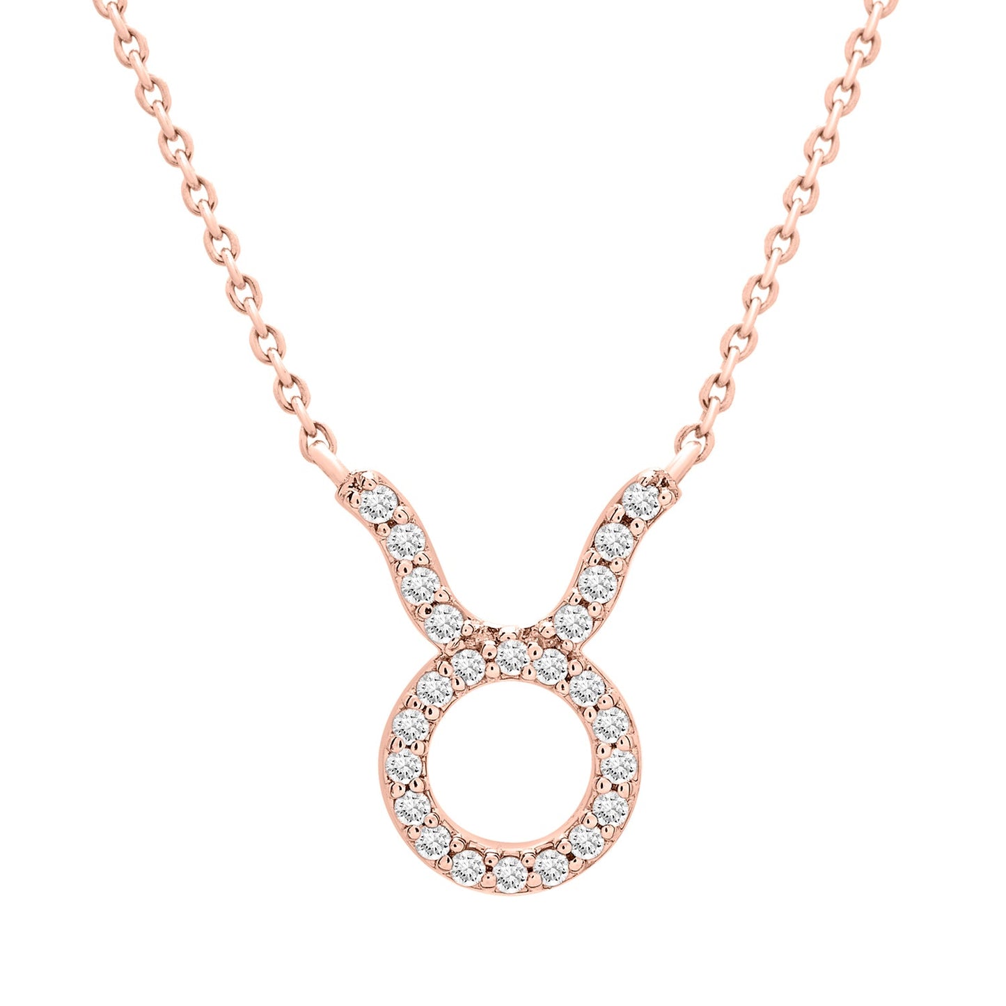 Taurus Zodiac Diamond Necklace in Rose Gold 
