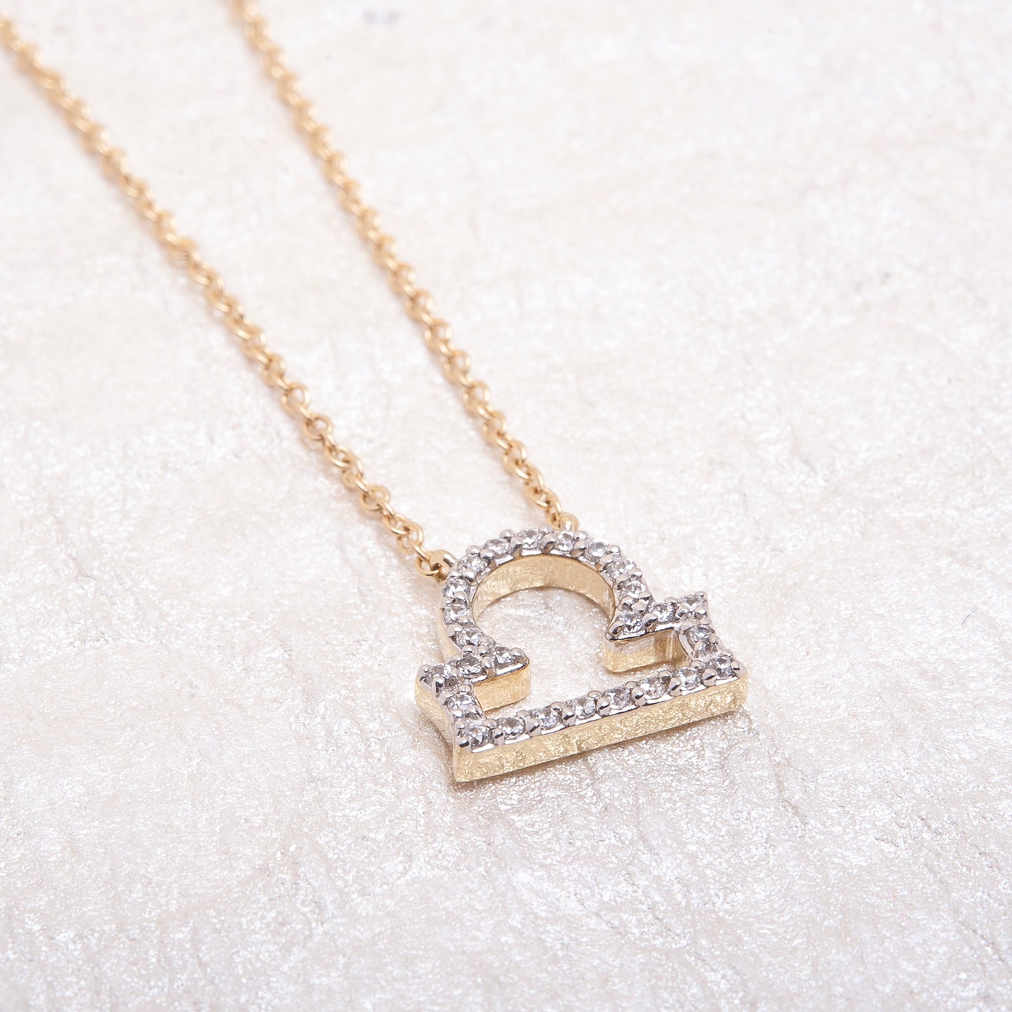 Libra Zodiac Diamond Necklace In Gold With Gold Chain