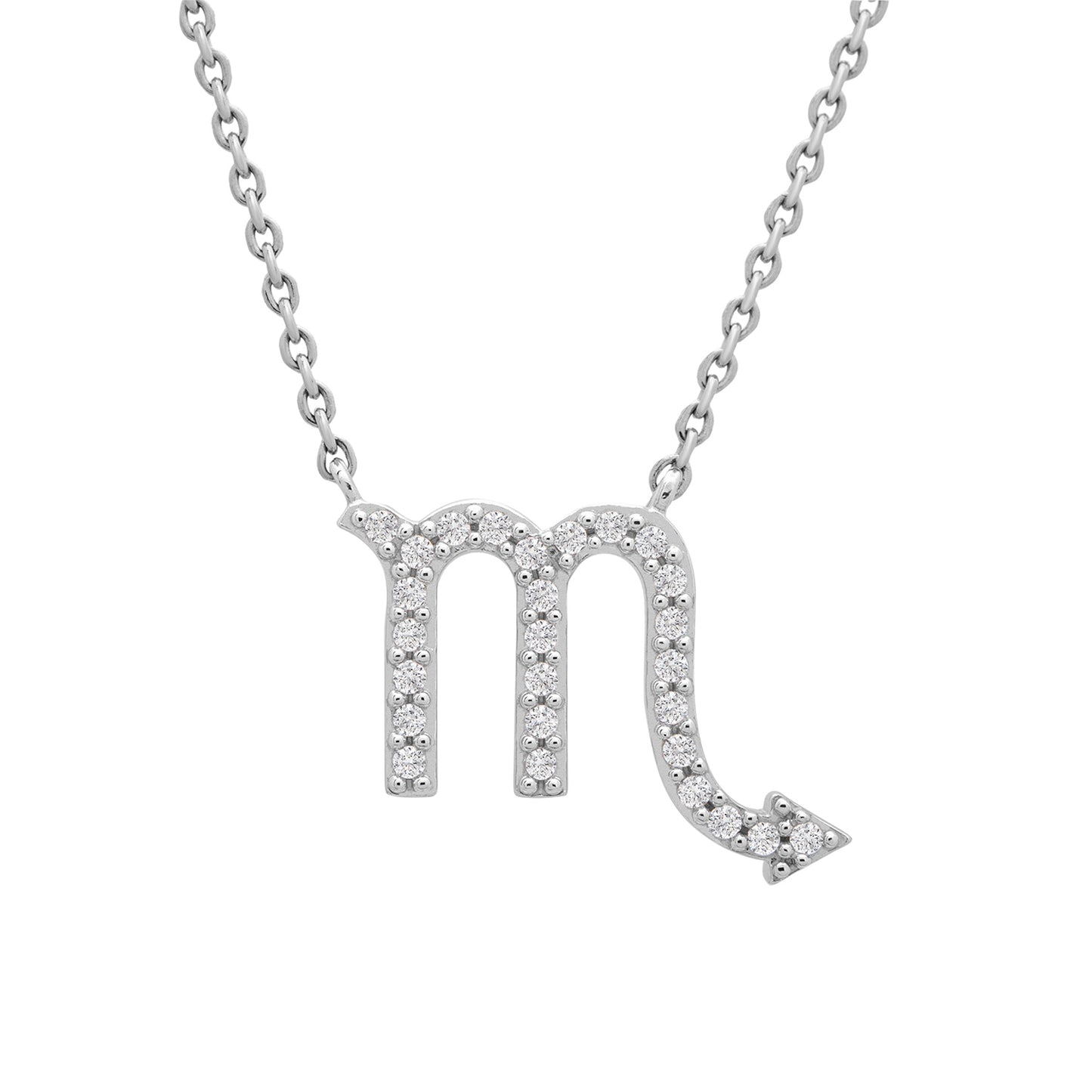 Scorpio Zodiac Diamond Necklace in White Gold
