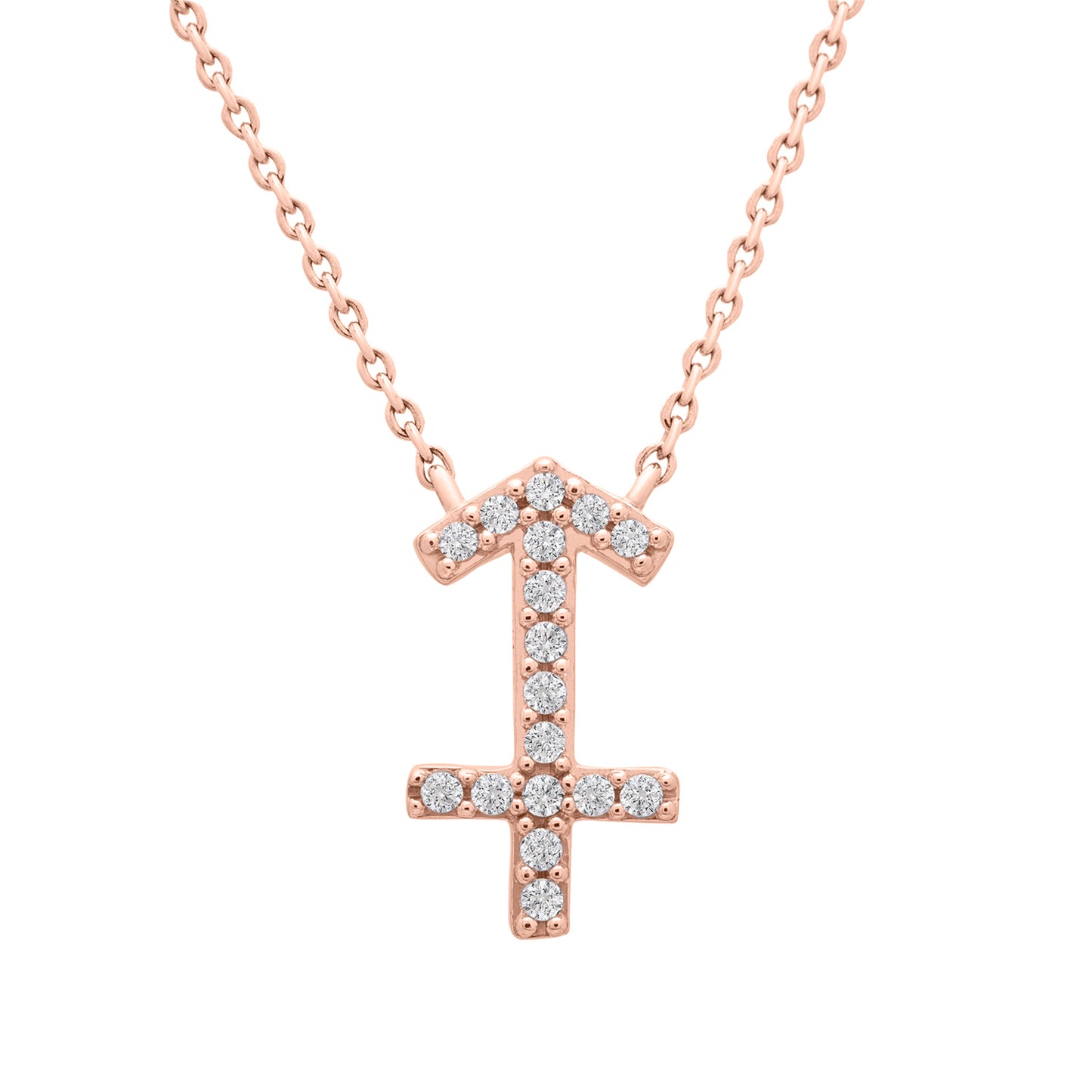 Sagittarius Zodiac Diamond Necklace in Rose Gold