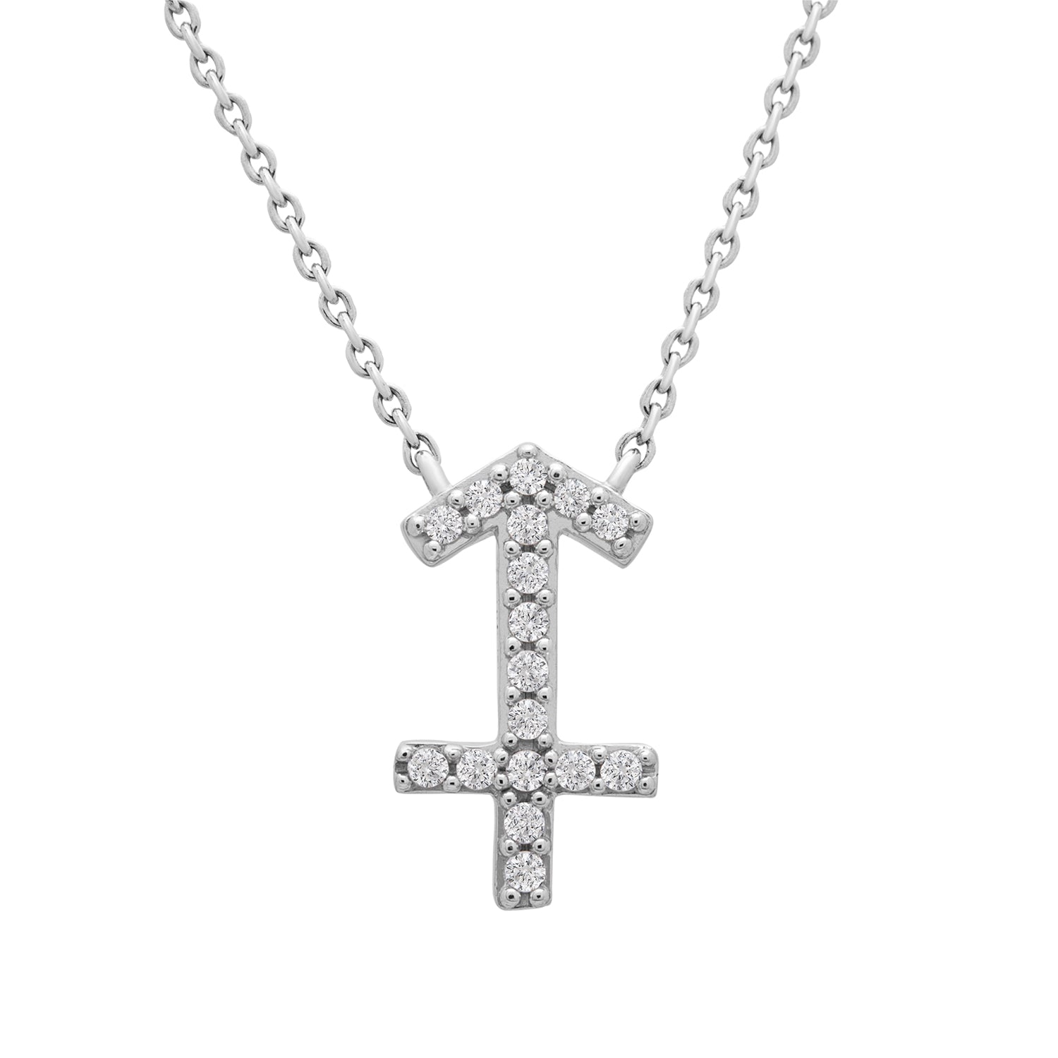 Sagittarius Zodiac Diamond Necklace in White Gold