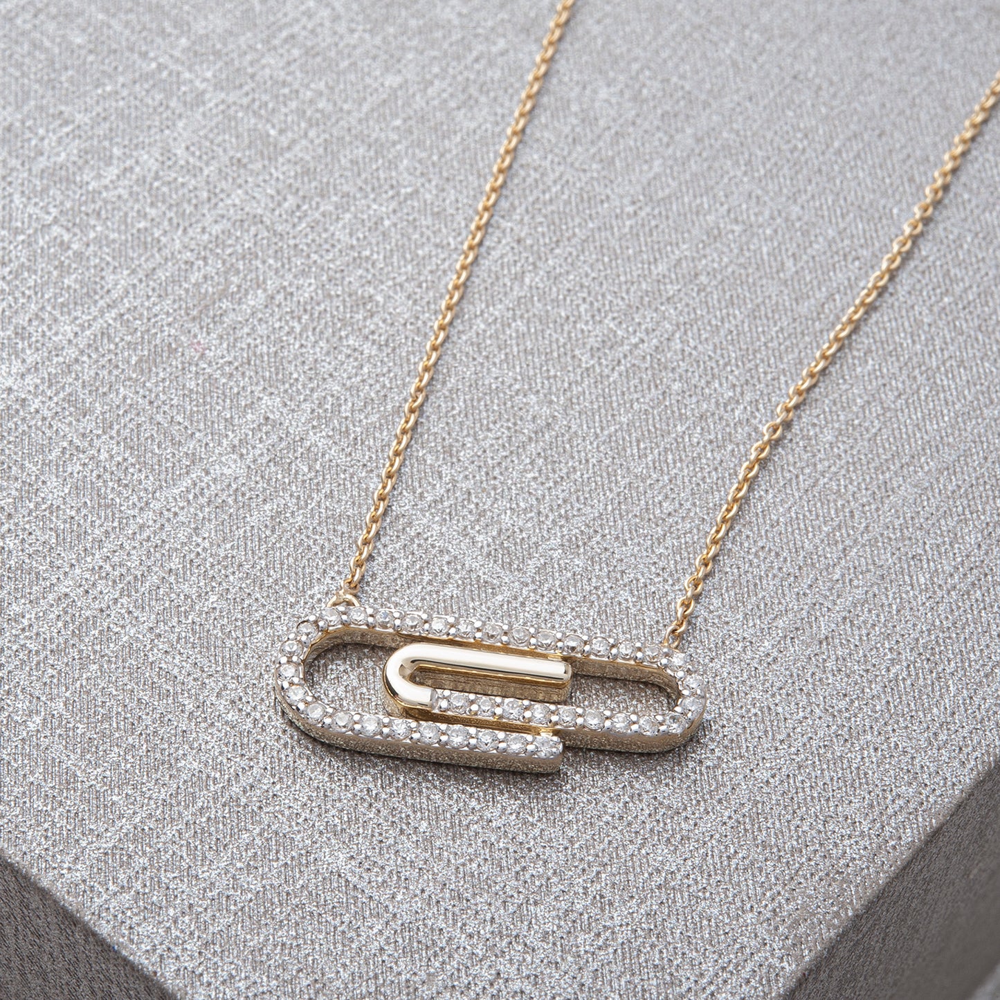 Pepita Diamond Paperclip Necklace in Yellow Gold