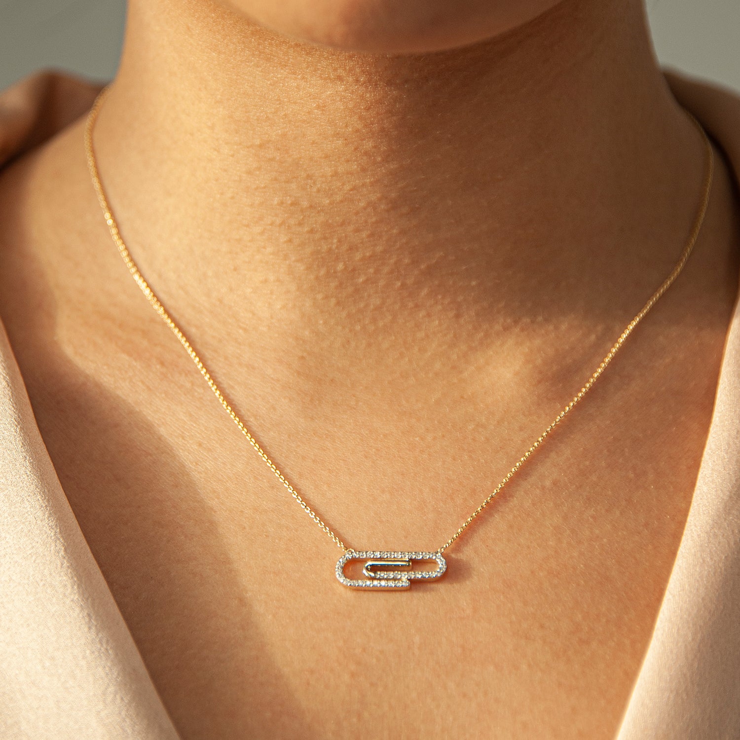 Pepita Diamond Paperclip Necklace for Neck