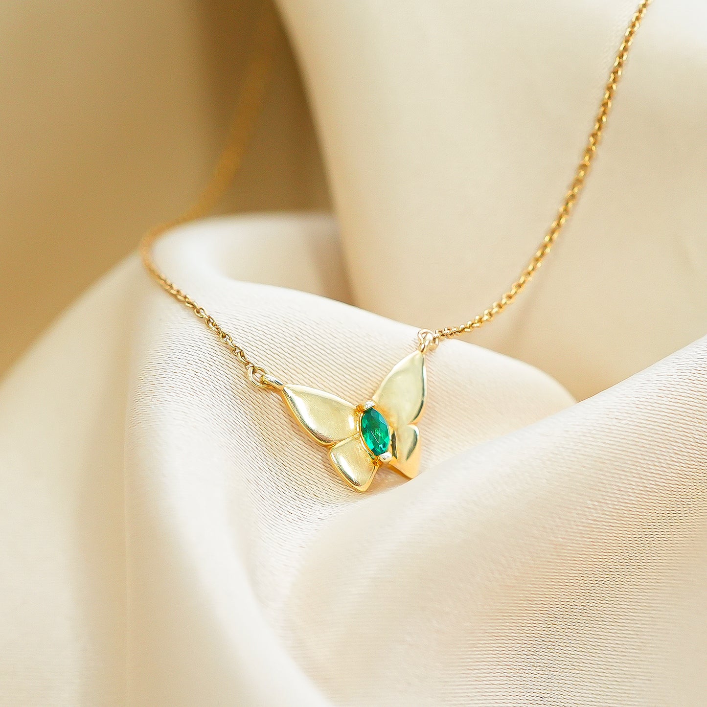 Gold Chain Butterfly Birthstone Necklace