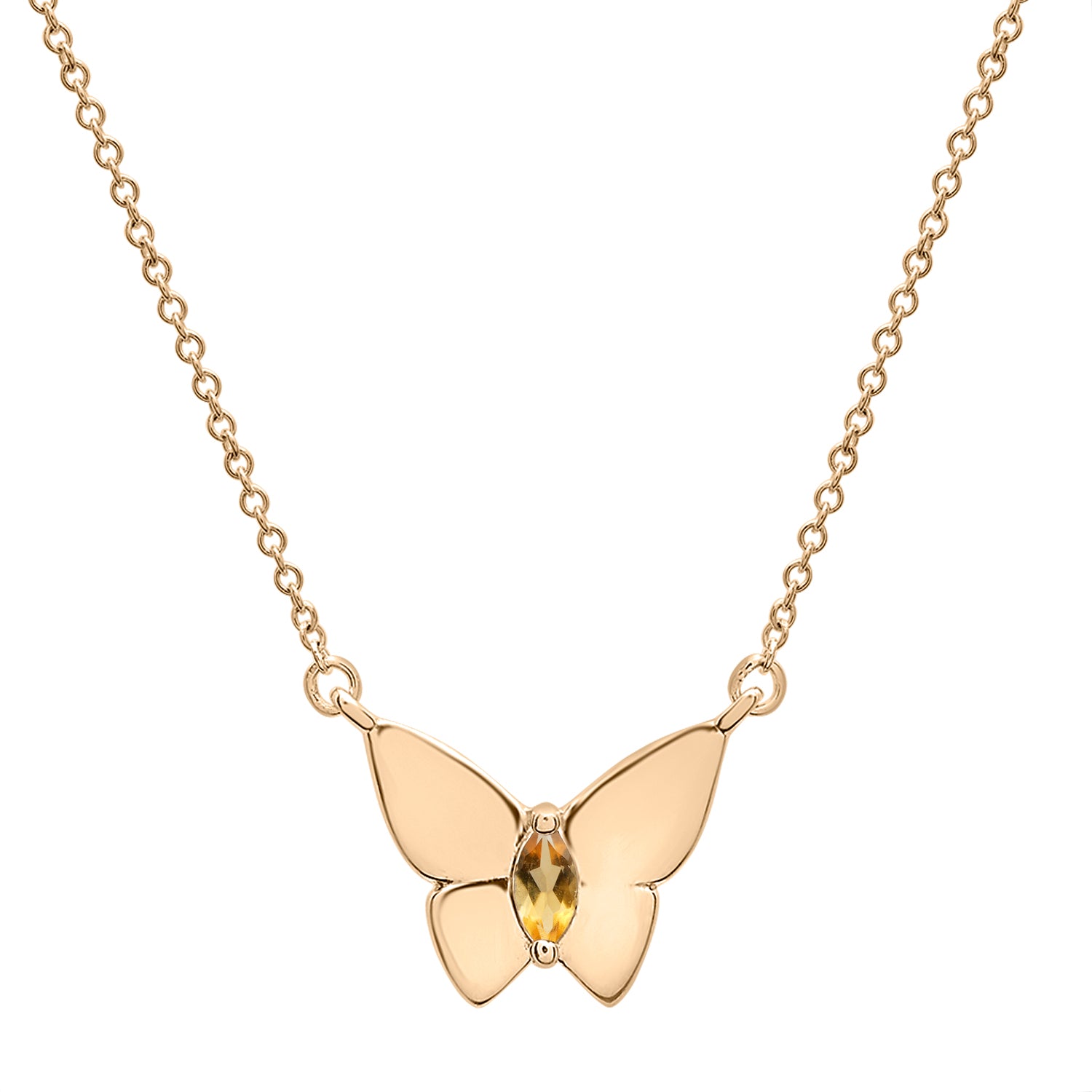 Butterfly Birthstone Necklace in Gold Stone