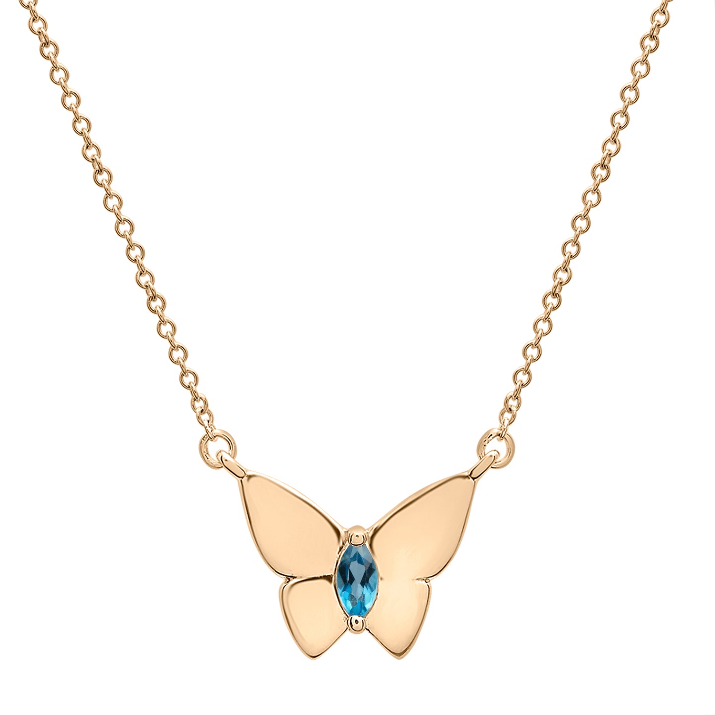Butterfly Birthstone Necklace in Sky Blue Stone