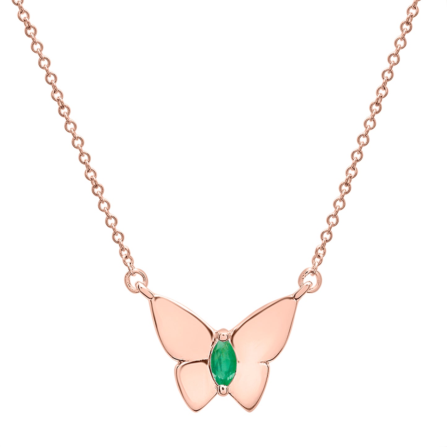 Butterfly Birthstone Necklace in Green with Gold chain