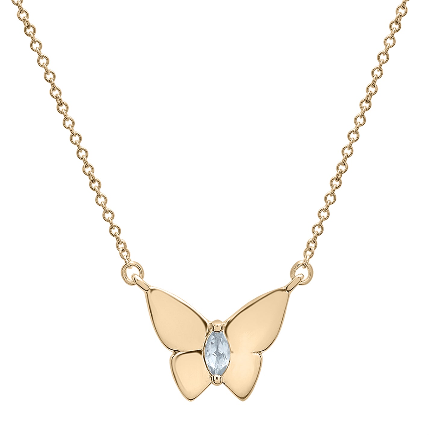 Silver Stone Butterfly Birthstone Necklace in Gold chain