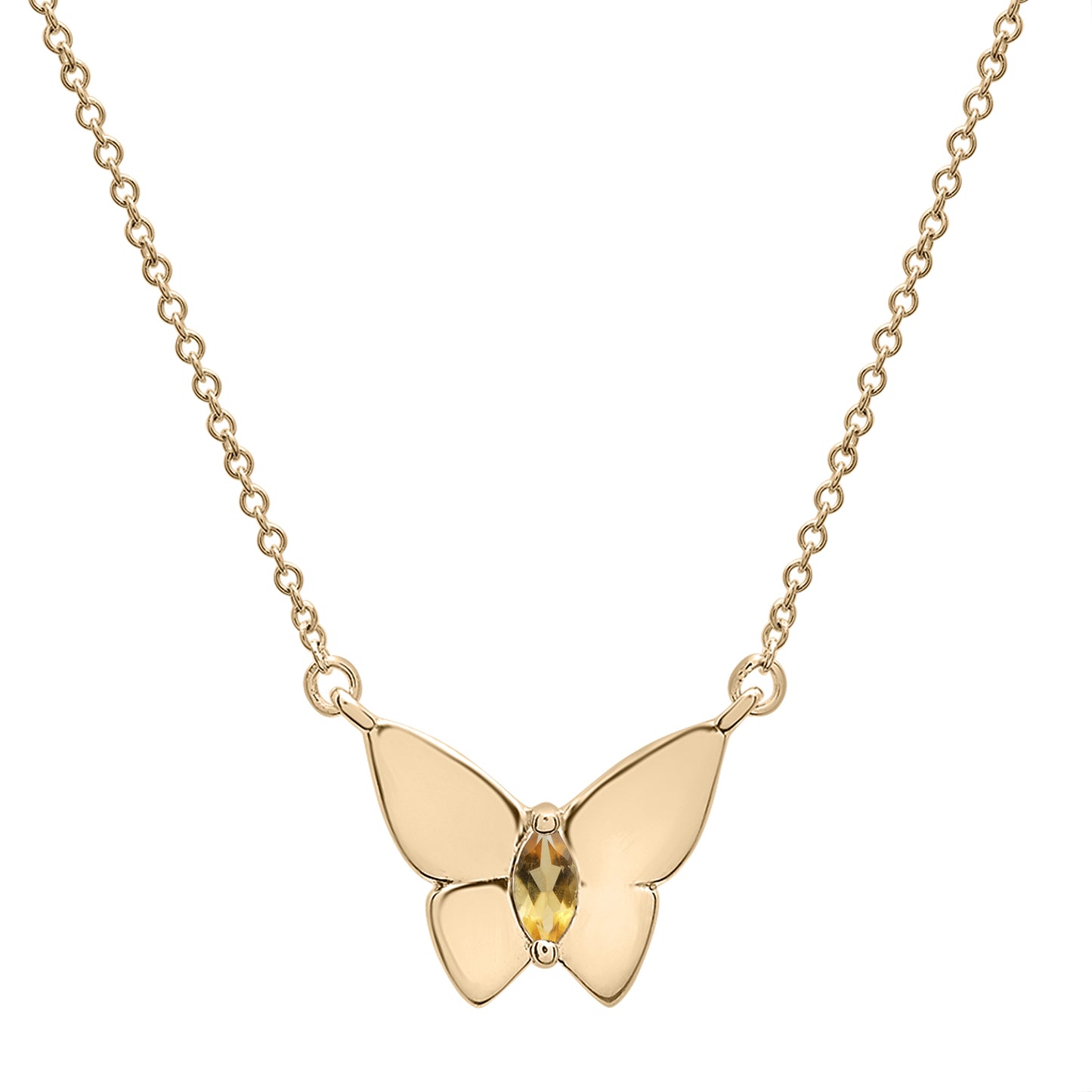 Gold Stone Butterfly Birthstone Necklace in Gold chain